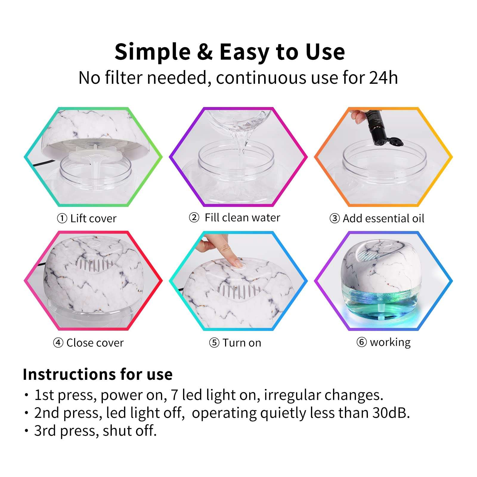 ap airpleasure 3-Pack Water-Based Purifier Air Washer, Air Revitalizer & Fresh Aire Freshener, Air Fresher with 7 LED Color Changing Mood Light for Rooms 6