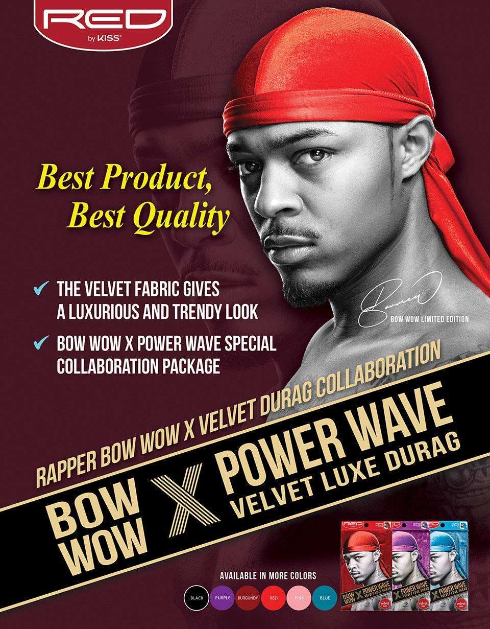 KISS RED Bow Wow Power Wave Velvet Luxe Durag (Purple) 6