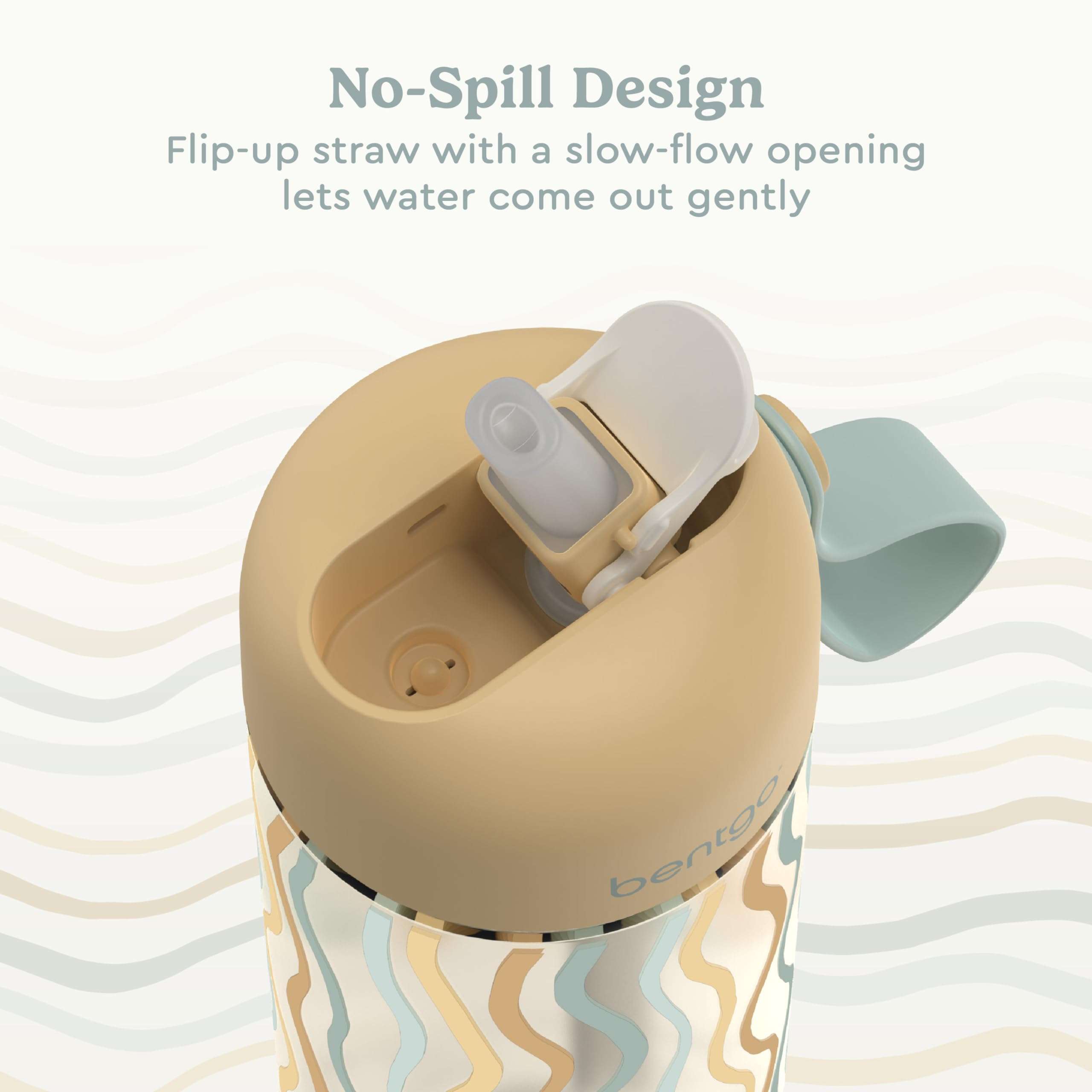 Bentgo Kids Water Bottle and Replacement Straws Set (Wavy) 5