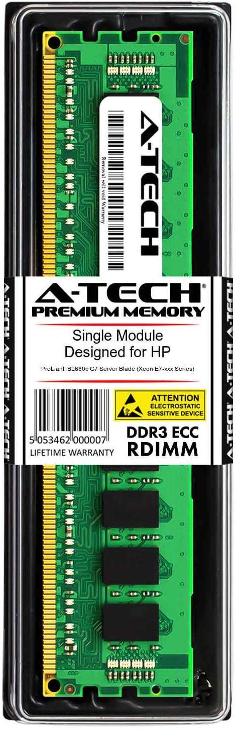 A-Tech 8GB for HP ProLiant BL680c G7 Server Blade (Xeon E7-XXX Series) (1 x 8GB) PC3-12800 (DDR3-1600) ECC Registered RDIMM 240-Pin 1Rx4 1.35V Server Memory RAM 2