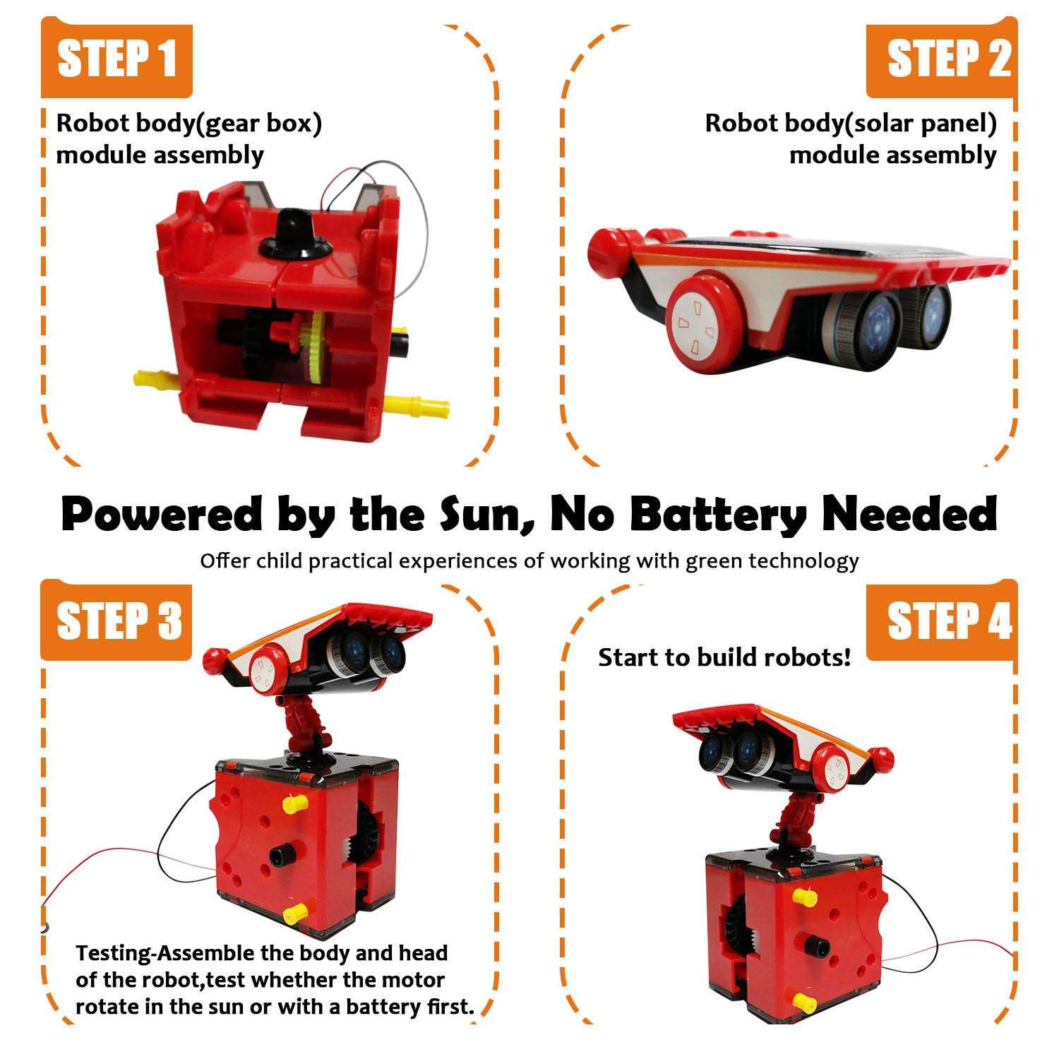 Solar Robot Kit for Kids Age 8-12, STEM Building Toys,6-in-1 Build Your Own Robot with Solar Panel & Battery Power, Science Educational Christmas Birthday Idea Gifts for Boy Age 8 9 10 11 12 3