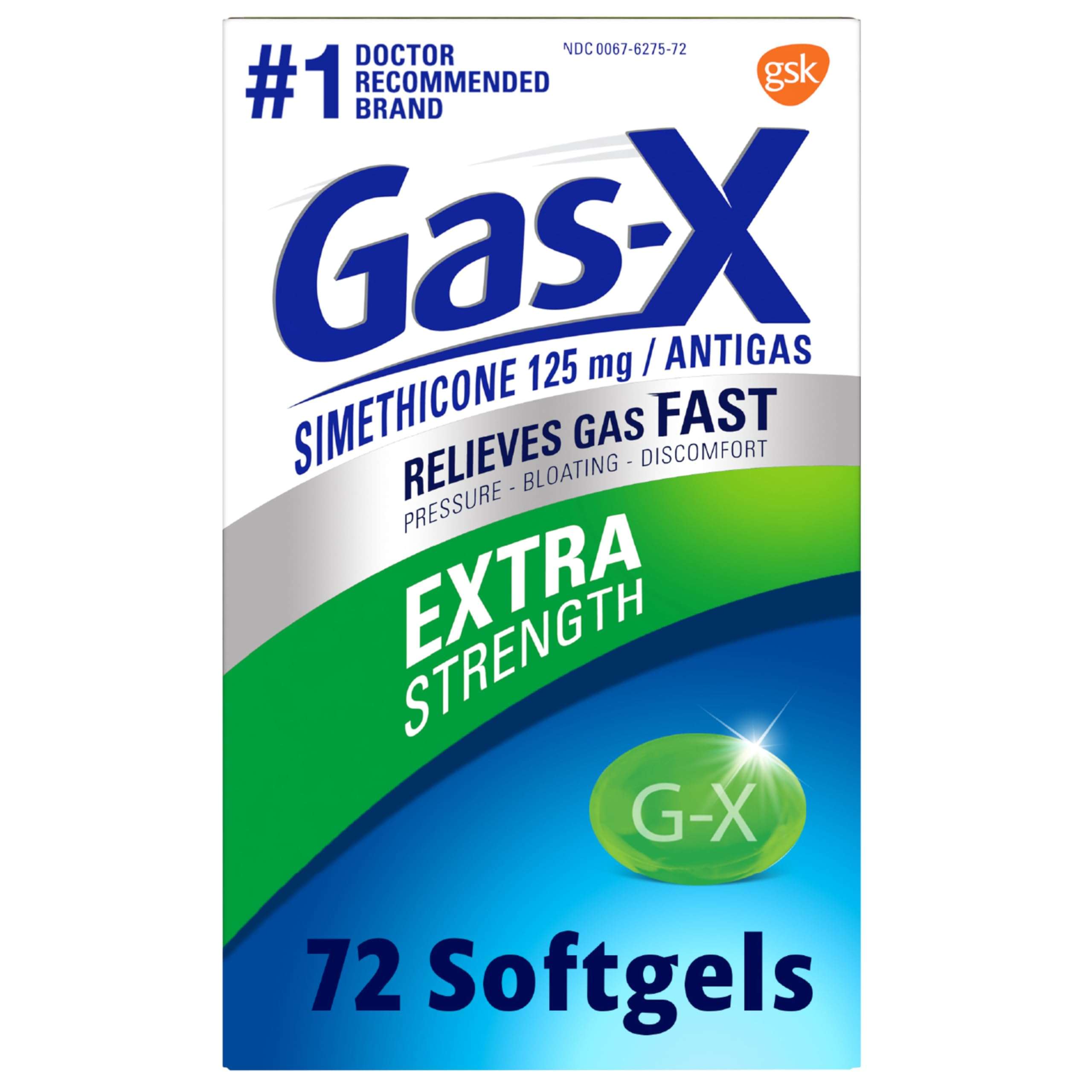 Gas-X Extra Strength Gas Relief Softgels with Simethicone 125 mg for Bloating Relief - 72 Count 1