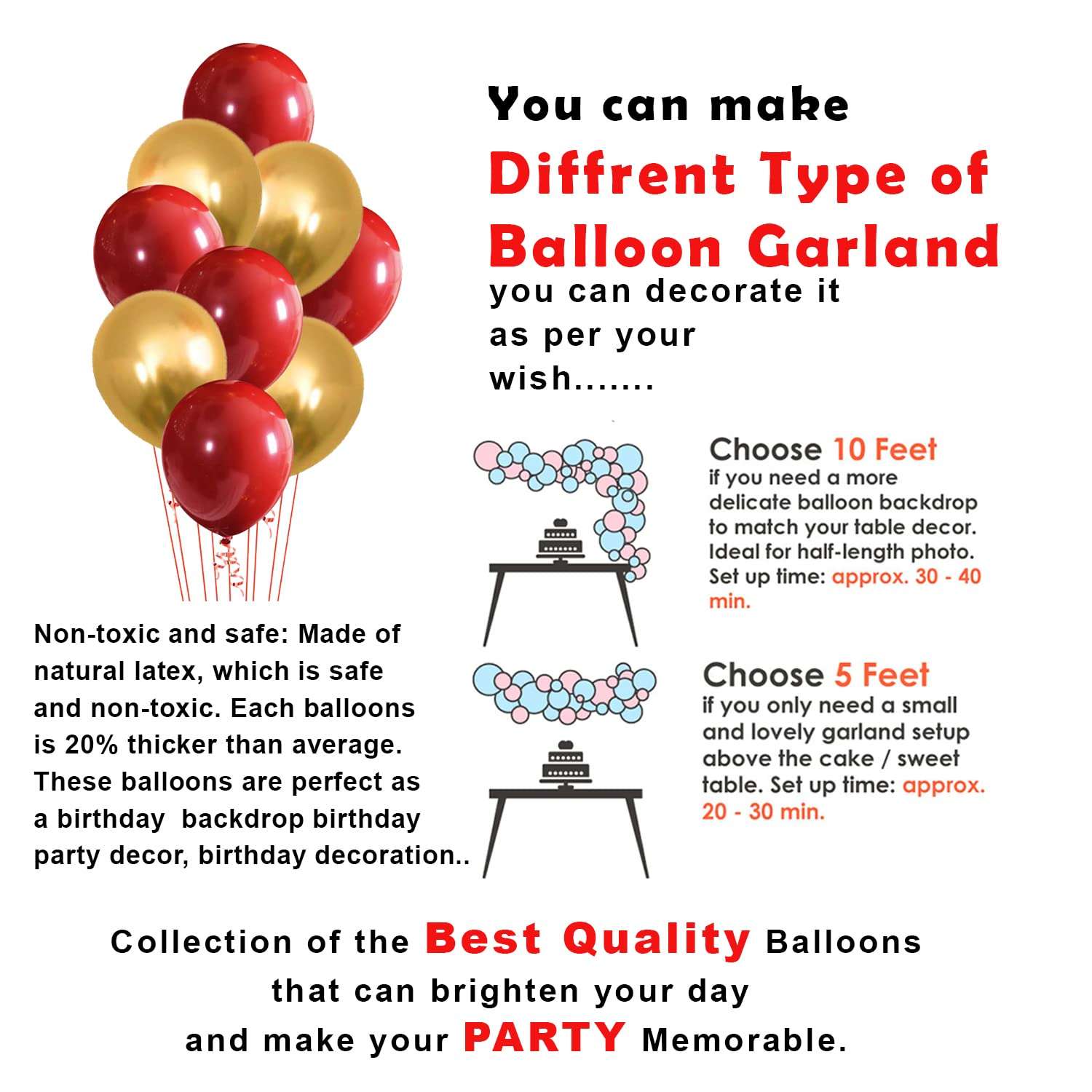 Party Propz Valentine Room Decoration Items - Huge 44pcs Romantic Decorations For Anniversary | Valentine Decoration Items for Room | I Love You Balloons For Decoration | Just Married Decoration 4