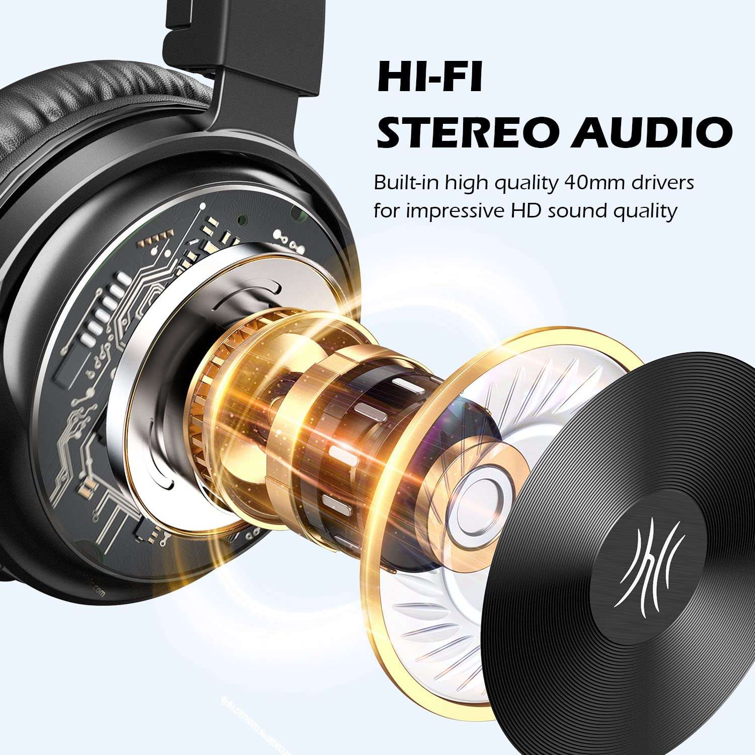 OneOdio A11 Wireless Headphones Over Ear, Bluetooth 5.2 Headset w/ CVC8.0 Mic, Hi-Fi Audio & Deep Bass, Comfortable Memory Foam Ear Cups, Wired & Wireless 2-in-1 for Travel Home Office 2