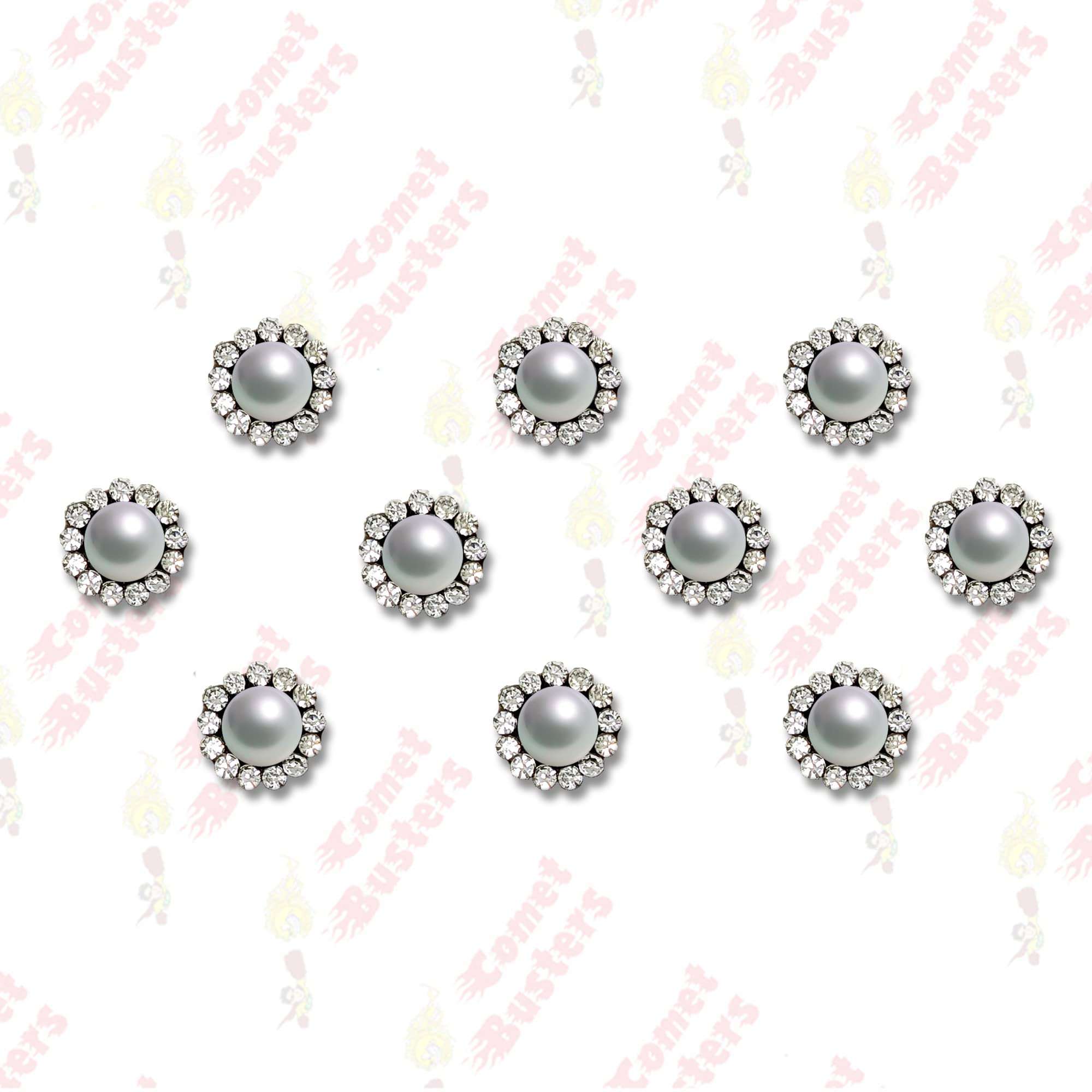 Comet Busters Pearl Bindi With Silver Stone Border (8mm) (BV2000) 3