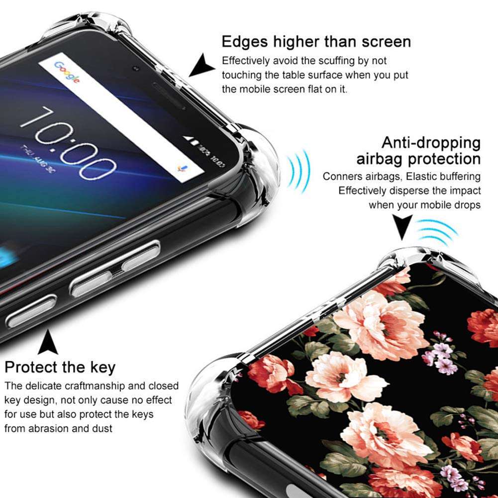 Lgarisy for Samsung Galaxy A21s Case, TPU Clear Flower for Girls Women Transparent Airbag Bumper Shock Absorption Rubber Soft Silicone Phone Case Cover for Samsung Galaxy A21s(Big Flower) 3