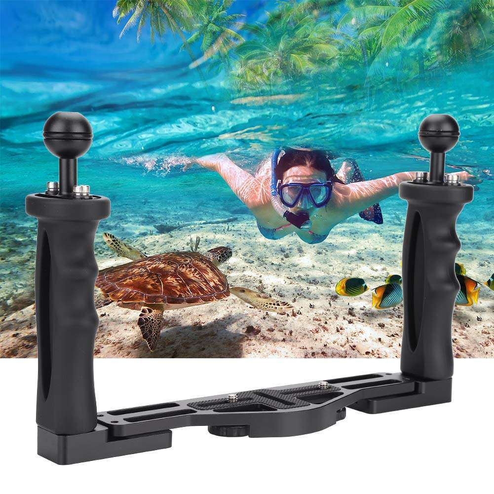 Camera Handle Grip, Aluminum Tray with Dual Handle Grips for Underwater Camera Housing Case Accessory, Underwater Photography System, Black 3