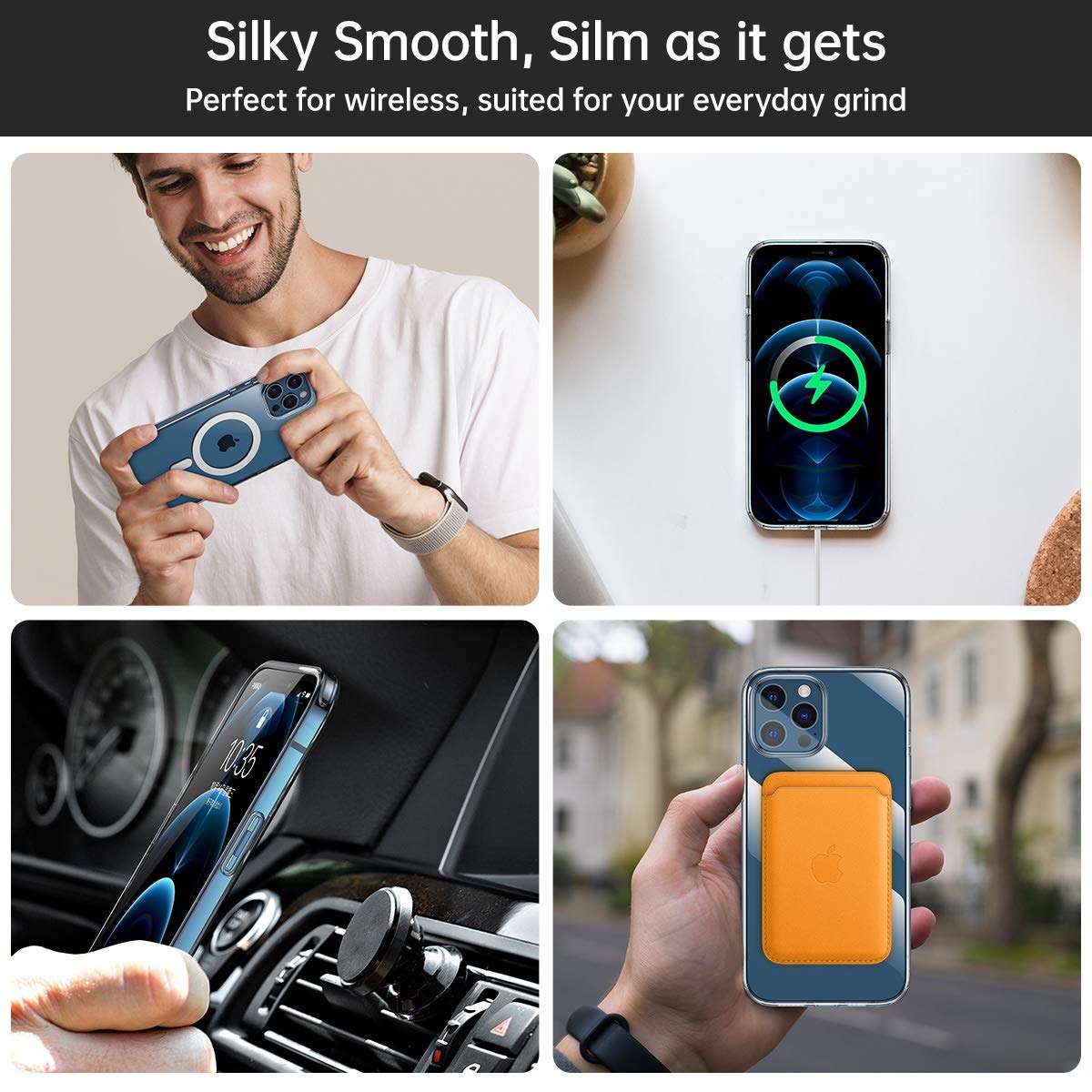 NUFR Magnetic Clear Case for iPhone 12 Pro Max,with Mag-Safe Charging, Anti-Yellow Shockproof Protective Magnets Case for iPhone 12 Pro Max Clear Case 6.7 Inch 2