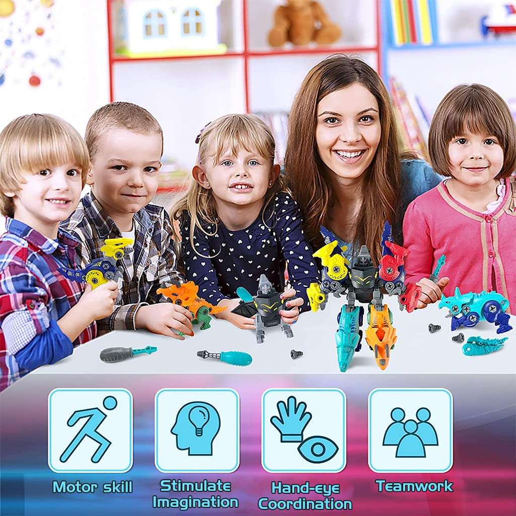 ELEPHANTBOAT® DIY STEM Dinosaur Assembling Building Transformers Block Toy with Screwdriver for 3-8 Year Old Boys Girls Birthday Gifts 4