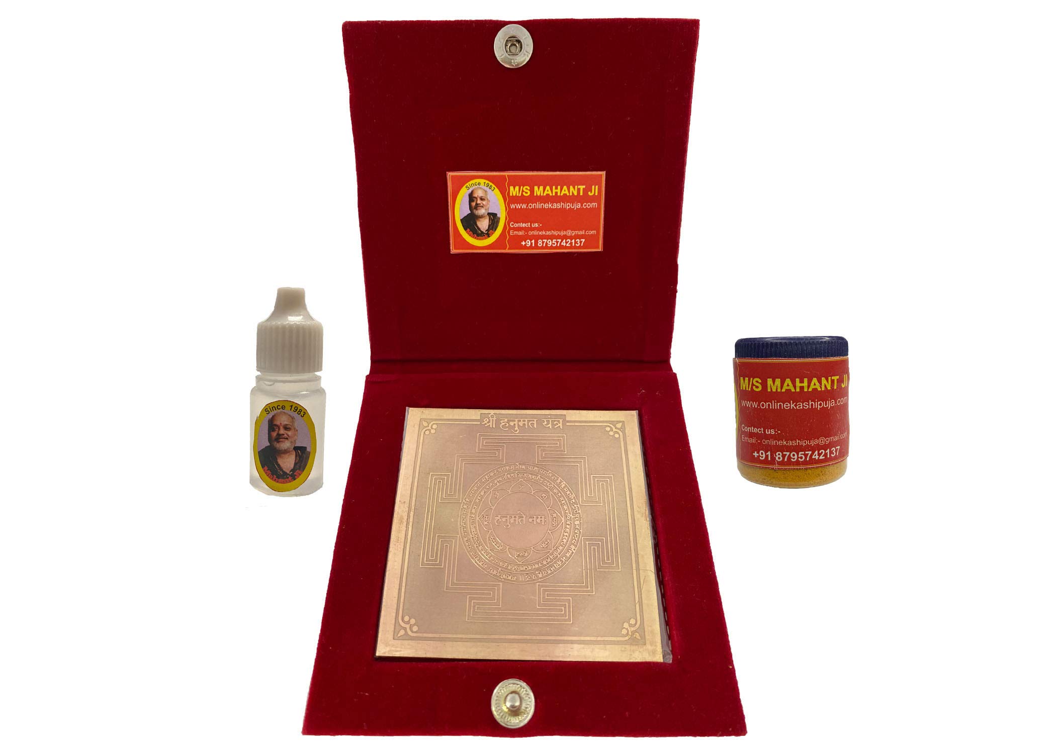 MAHANT JI Pure Copper Siddha Hanuman Yantra with Gangajal and Chandan