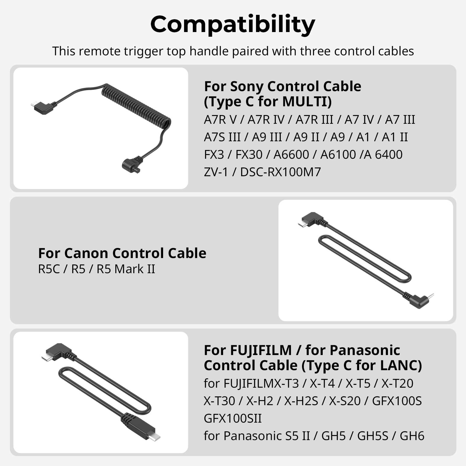 SMALLRIG Top Handle with Record Start/Stop Remote Trigger for ARRI 3/8”-16 Hole, Compatible with Sony A7 III/ FX3/ A6600, for Canon R5II/ R5C, for FUJIFILM X-H2S/ X-T5, for Panasonic S5 II/ GH5 4