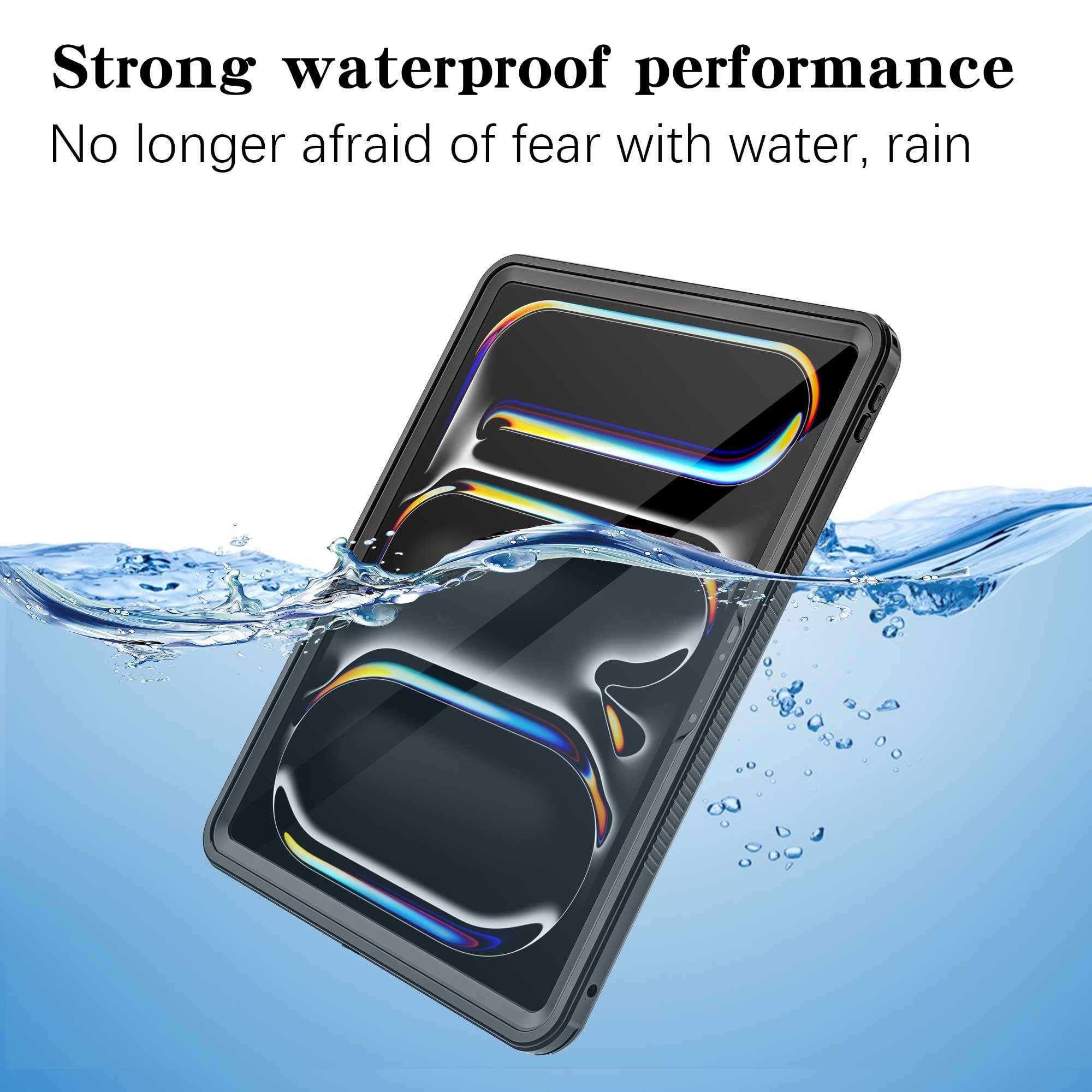 Waterproof Case for iPad Pro 13 inch M4 2024,Shockproof Protective Case Premium Quality Cover Built-in High Touch Sensitivity Screen Protector with Kickstand Hand Rope (iPad Pro 13 inch) 4