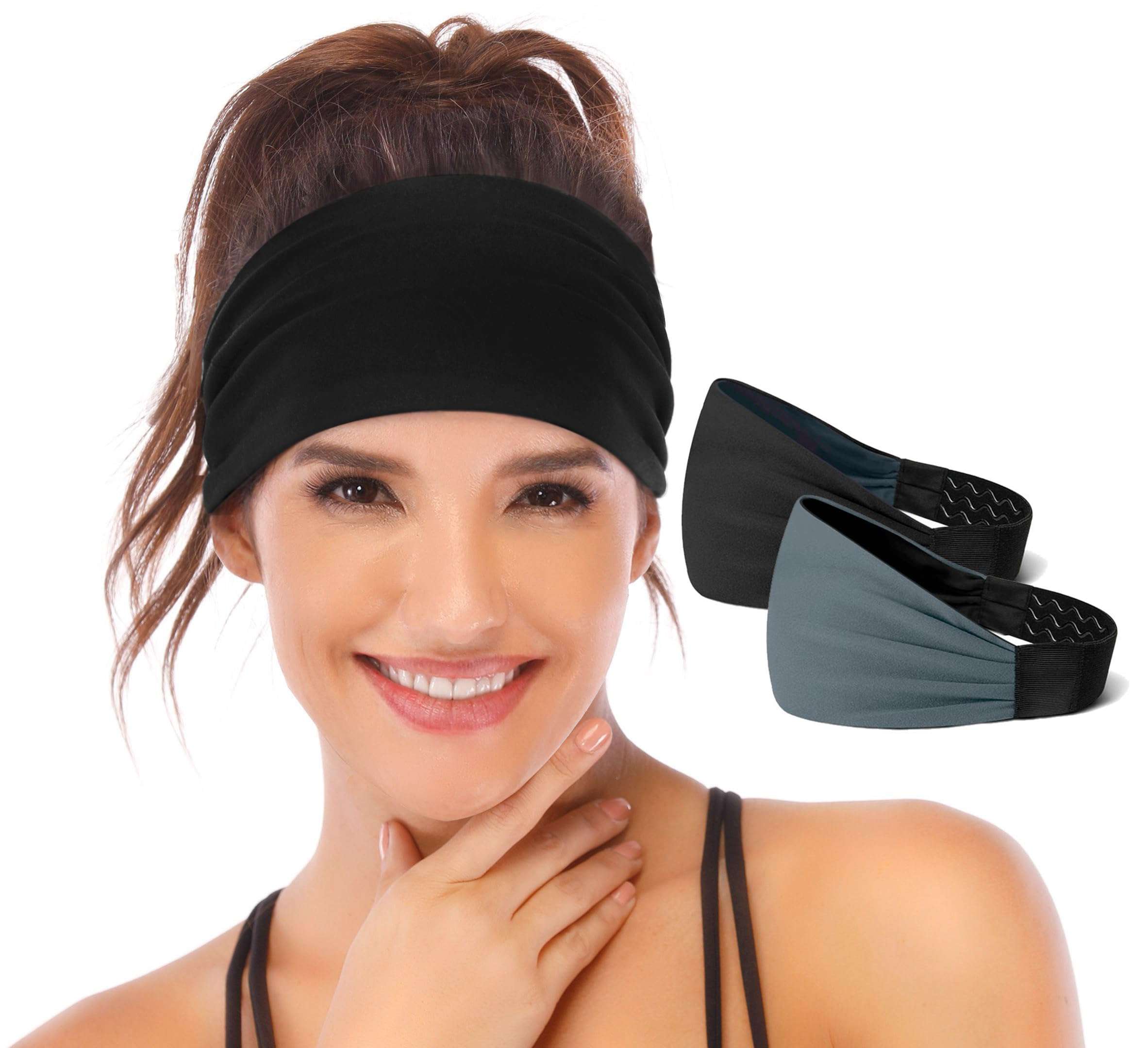 Heathyoga Non-Slip Headbands for Women-Silicone Grippy Headbands & Sweat Bands Headbands for Workout, Running, Gym, Yoga, Bike Helmet Friendly,Performance Stretch& Moisture Wicking 1