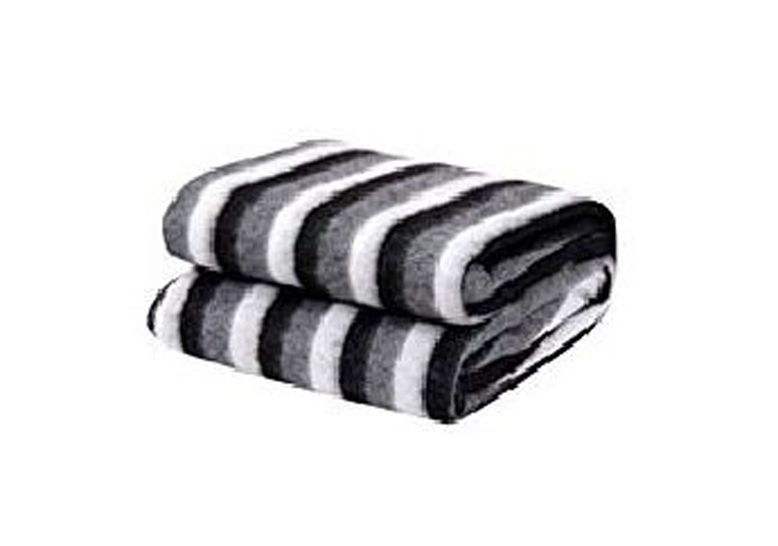 Spangle Black & White Striped Polar Fleece Blanket Single Bed Pack of-2 1