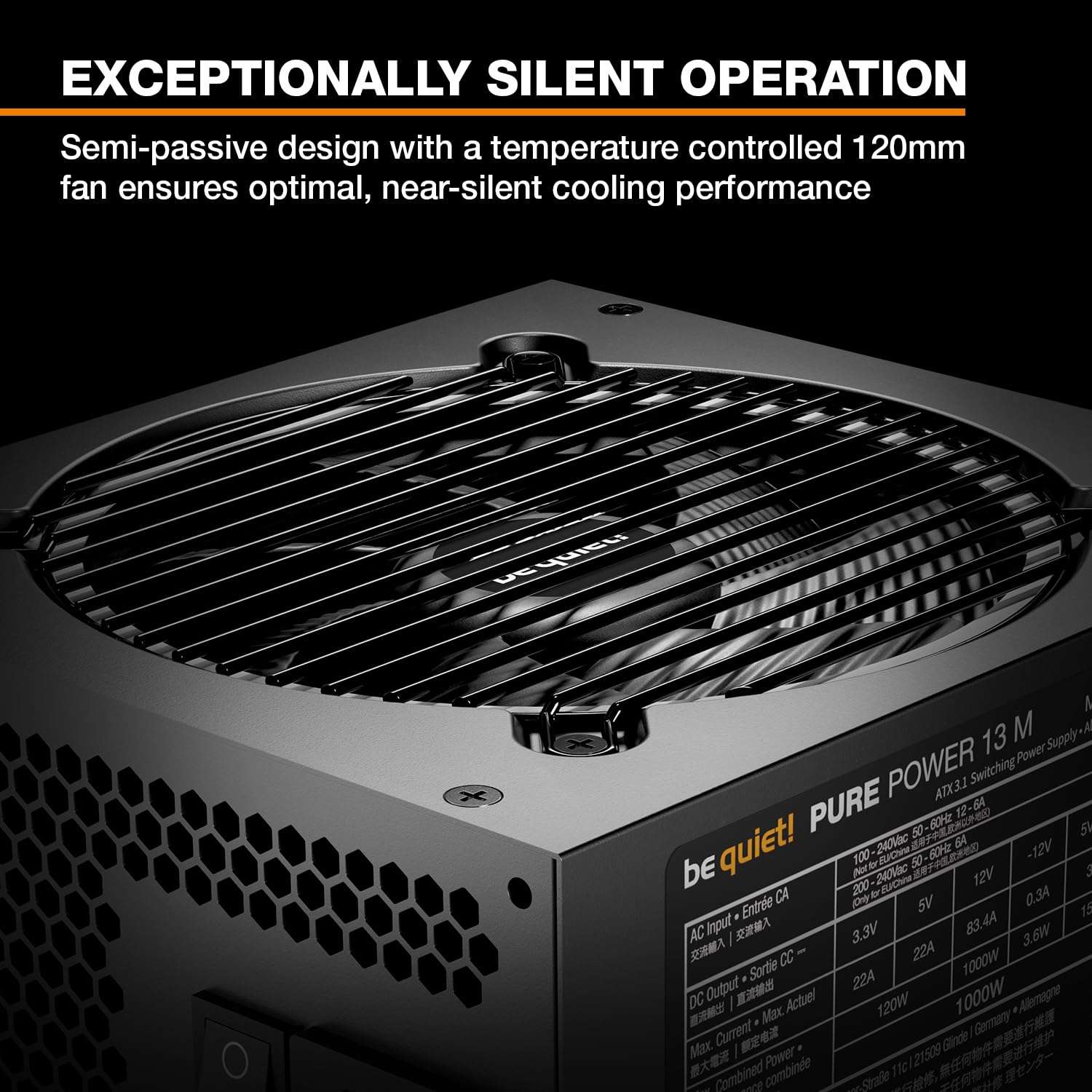 be quiet! Pure Power 13 M 750W Power Supply, 80 Plus® Gold Certification, ATX 3.1 PSU, Support for PCIe 5.1 GPUs, semi-Passive 120mm be quiet! Fan, LLC Technology, Single Rail, for Overclocked GPUs 3