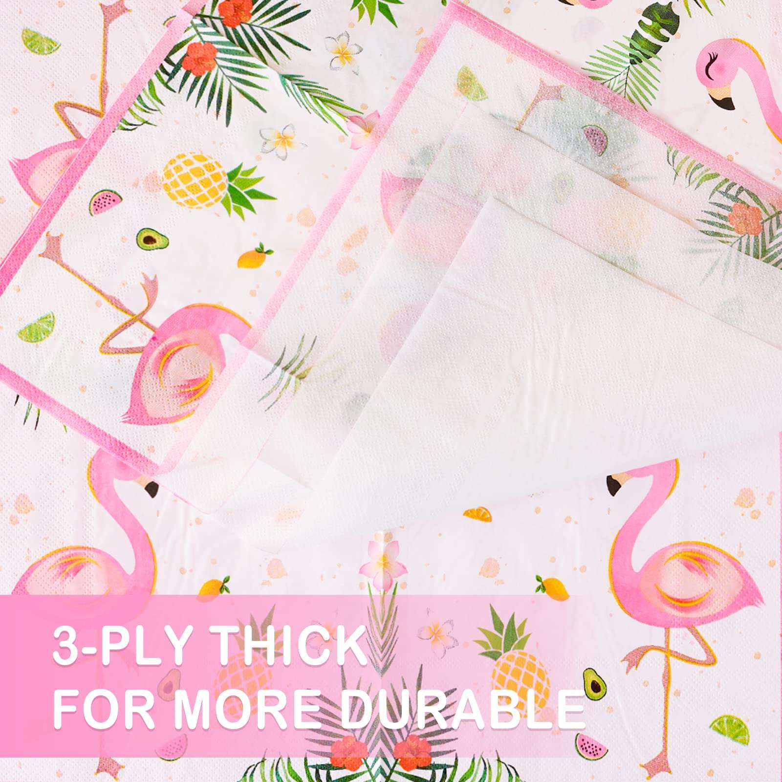 WERNNSAI 50PCS Flamingo Party Napkins - Luau Party Decorations 3 Ply Hawaiian Tropical Paper Napkins Pink Flamingo Birthday Supplies for Girls Luncheon Dinner Pool Birthday Favors 5