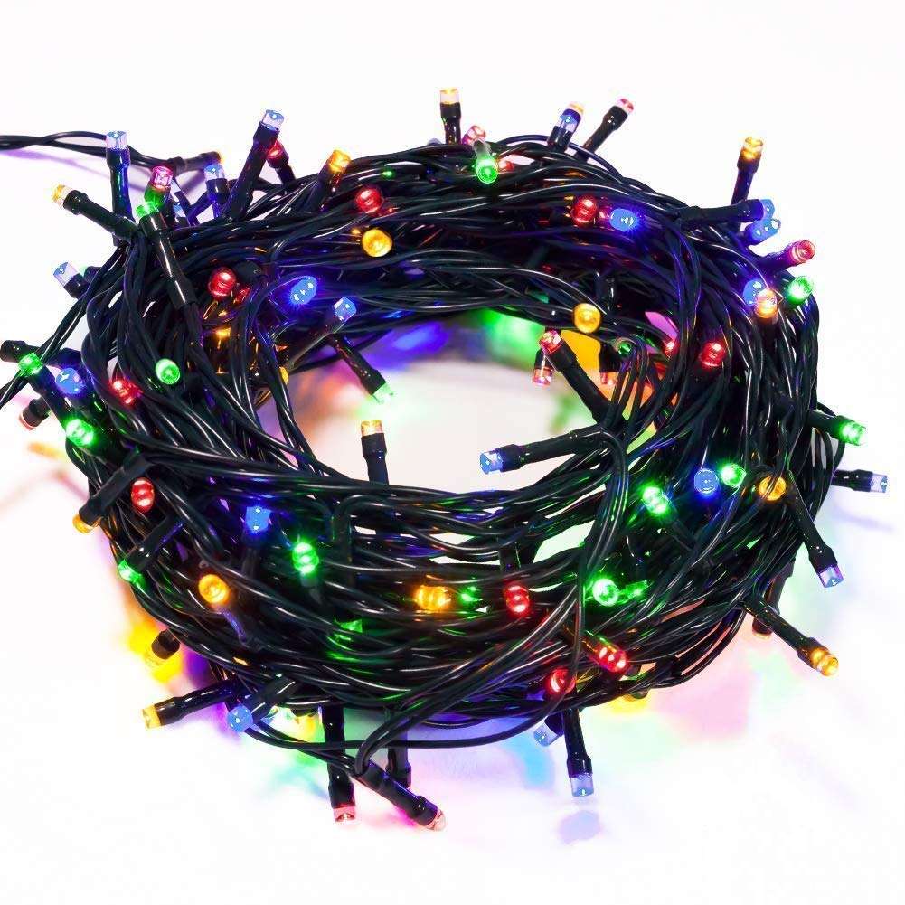Elixxeton US LED Black Wire String Lights with Waterproof Indoor/Outdoor for Home Decoration Diwali Christmas Birthday Wedding Party LED String Lights Multicolor 30 Meter (98 ft.) Pack of 1 || DS@62 3