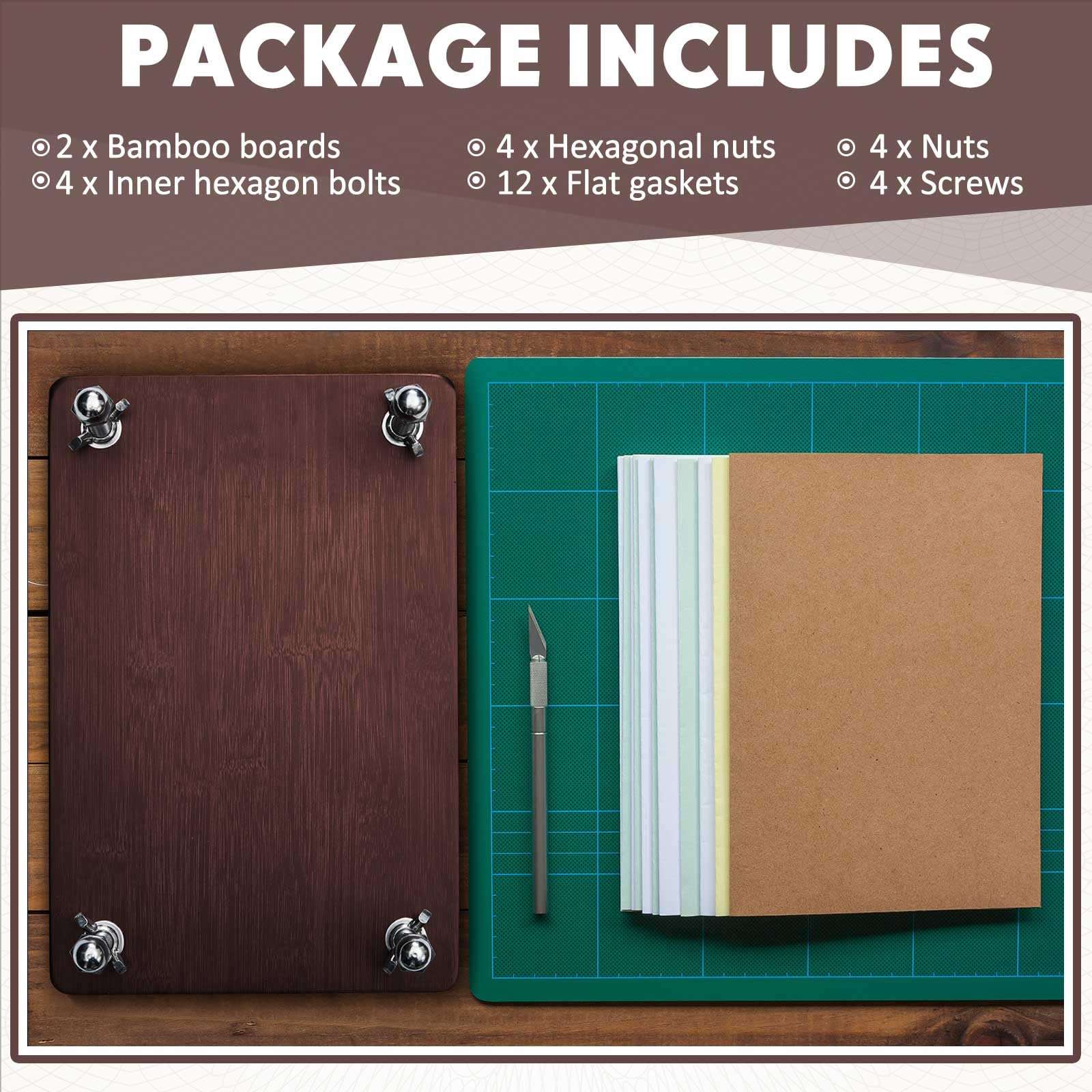 Sasylvia Book Press Bookbinding 11.6 x 7.9 Inch Bamboo Wooden Book Press Portable Book Binding Kits Handmade Book Binding Tools for Beginners Bookbinding Supplies 3