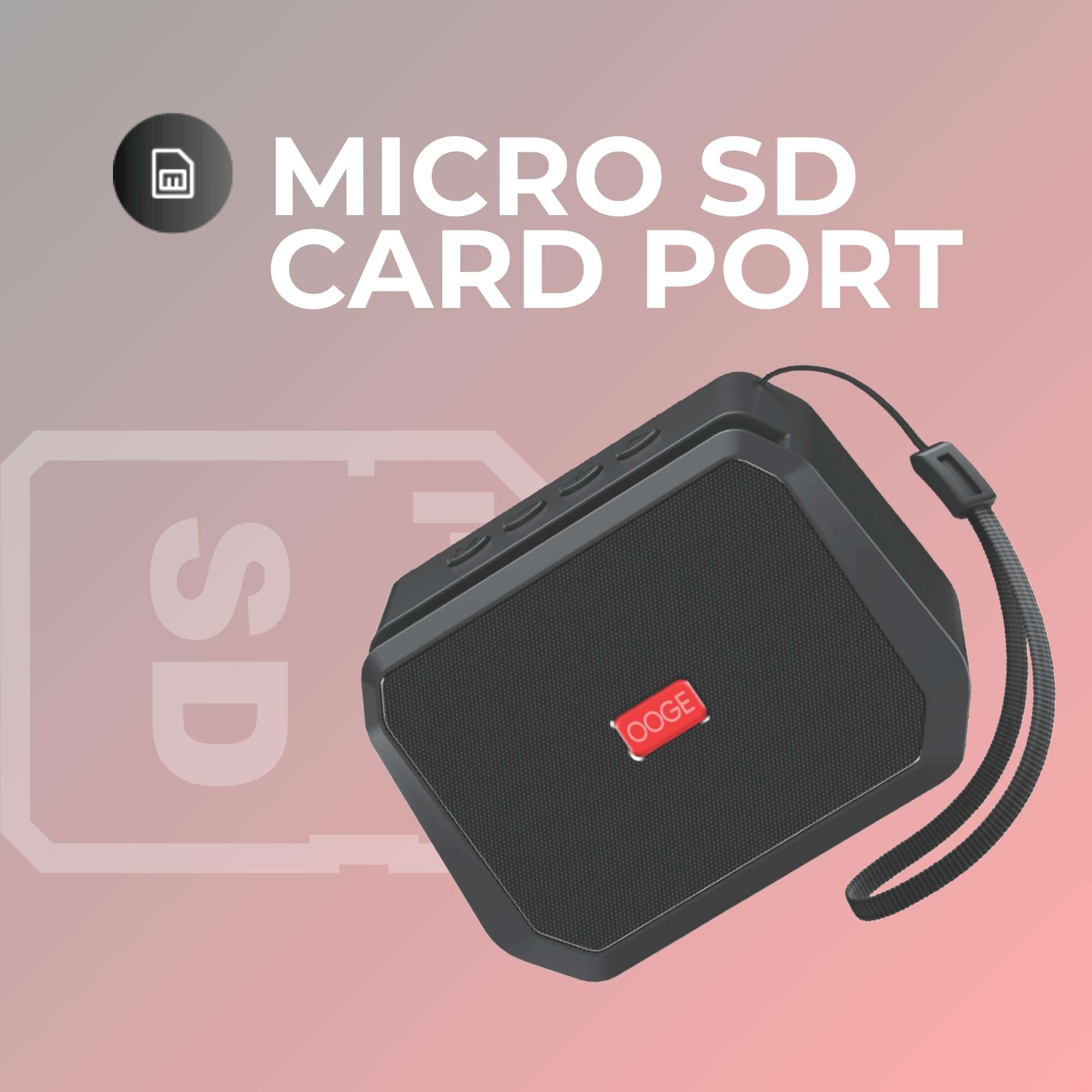 OOGE Vibebox 2000 Bluetooth Speaker | 5W Wireless Speaker with HiFi Sound | Heavy Bass | USB & Type-C Charging | Micro SD Card Slot | Bluetooth 5.3 | 10M Range | 800mAh Battery | Black 4