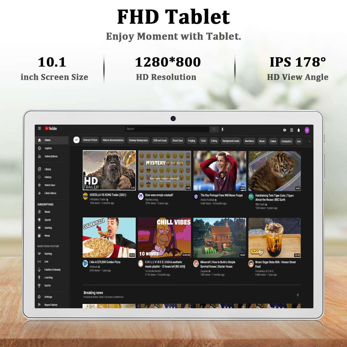 Tablet 10 inch, 32GB Android Phone Tableta with Dual Sim Card Slot, 5MP Camera, Quad-Core, WiFi, Bluetooth, GPS, Support 3G Cellular Tablet, 128GB Expand, IPS Full HD Display (Silver) 2