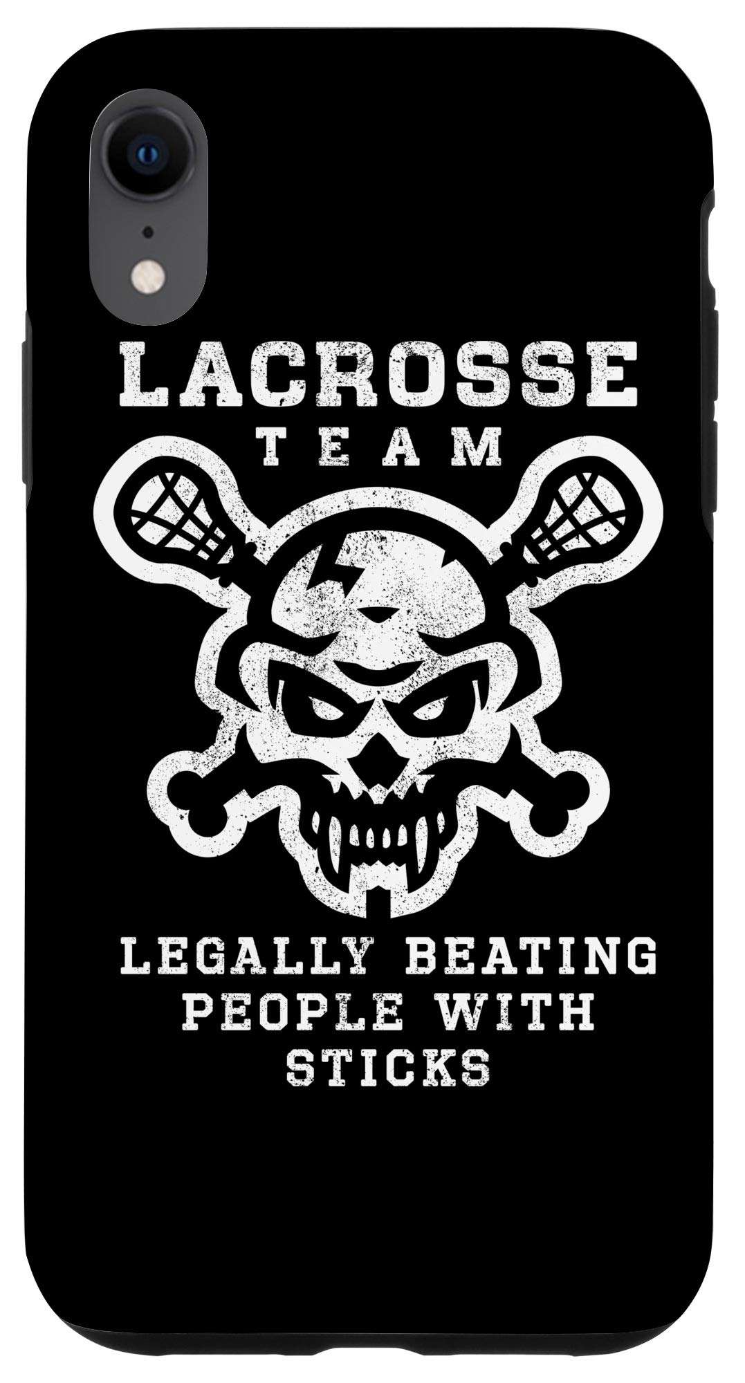 iPhone XR Lacrosse Team Skull Legally Beating People With A Stick Case 1