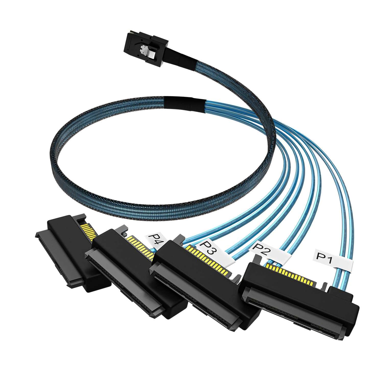 OIKWAN Mini-SAS to SAS-Cable: 1M SFF-8087 to SAS SFF-8482 Connector 4X SAS 29Pin with SATA-Power Adapter Cable (3.3FT)… 4