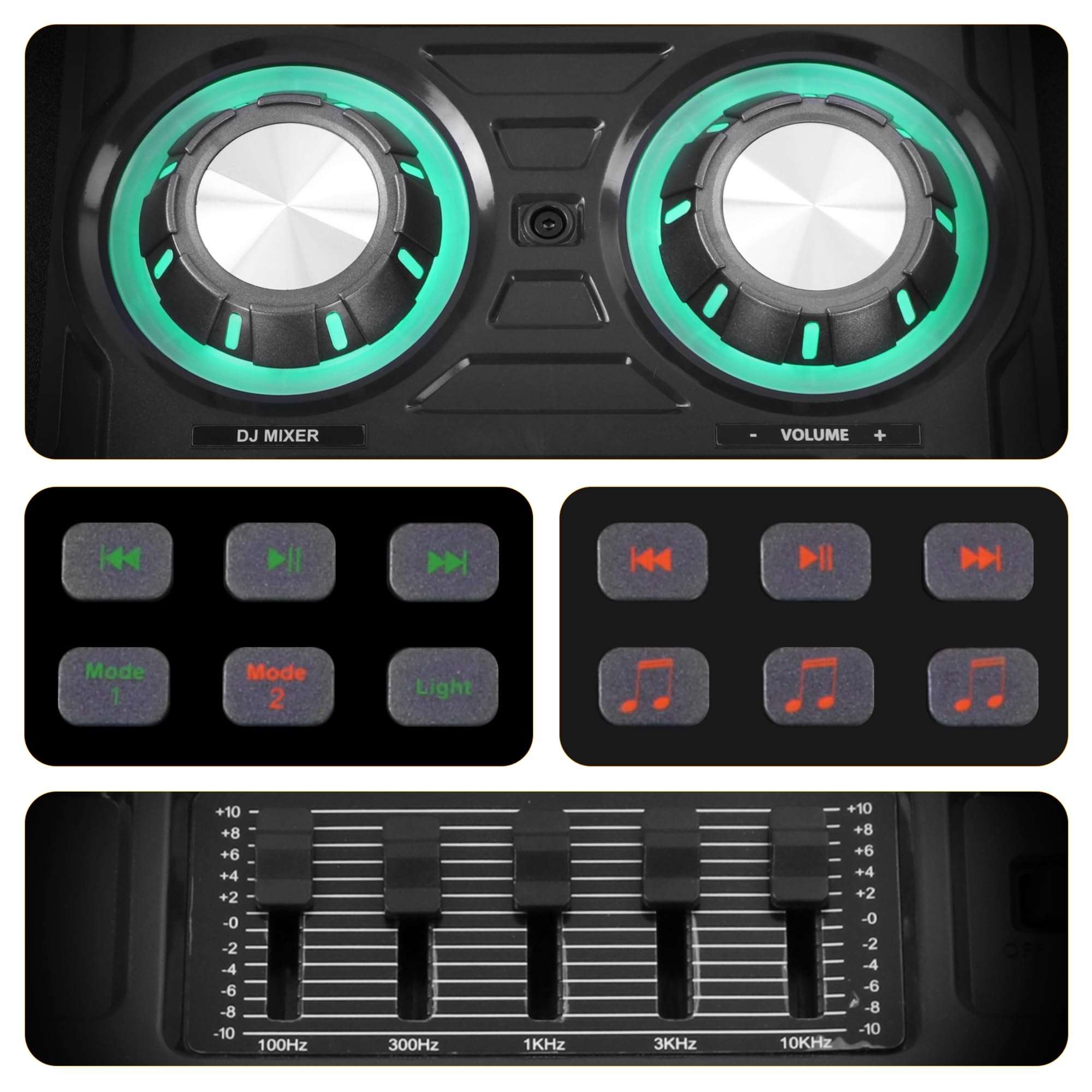 ZEBRONICS Octane Trolley Party DJ Speaker, 48 Watts, Supports Dual Bluetooth, Dual USB, mSD, AUX, Karaoke Function, Two Wireless Mic, DJ Mixer Control, 5 Band Equalizer 6