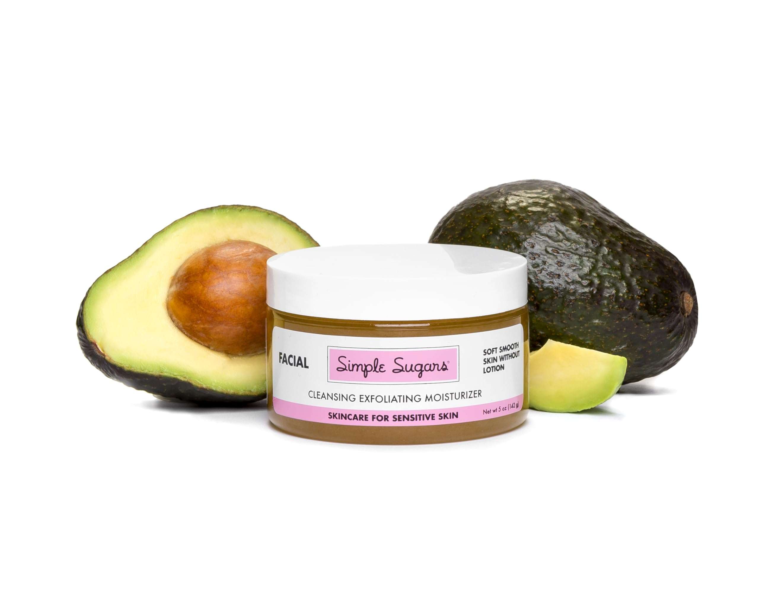 Simple Sugars Avocado Facial with Emu Oil - Cleansing Exfoliating Moisturizer for Sensitive Skin, Dry Skin, Eczema, Psoriasis 1