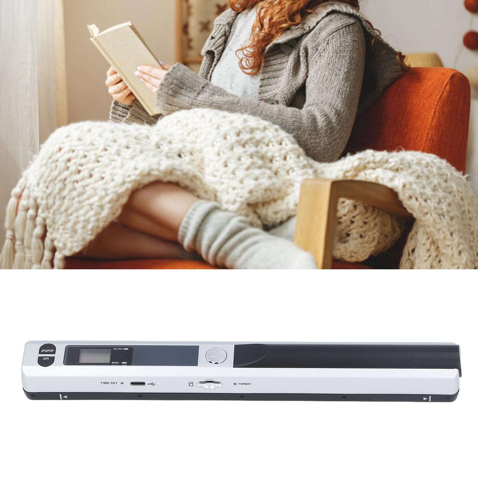 Portable Document Scanner, 900DPI Handheld Scanner for A4 Documents Pictures Pages Texts, PDF/JPG Format, USB 2.0, Colour Photo Mobile Scanner for Home Travel Office (Silver) 6