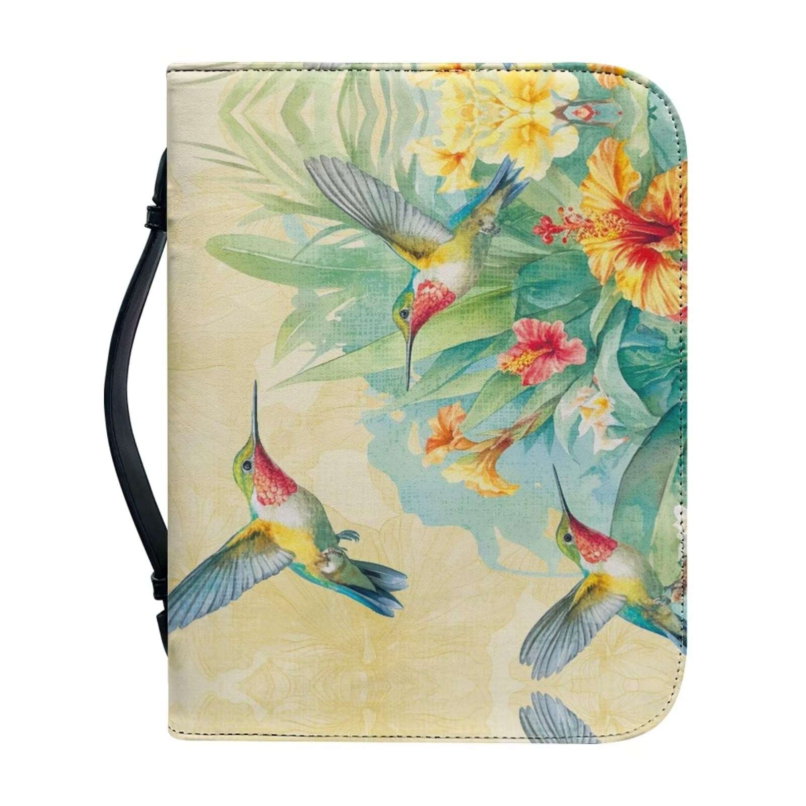 WUYOJUXA Hummingbird Print Bible Cover for Women Bible Book Carrying Case Durable Carrying Book Case Church Bag Bible Study Supplies Accessories size：XL 1