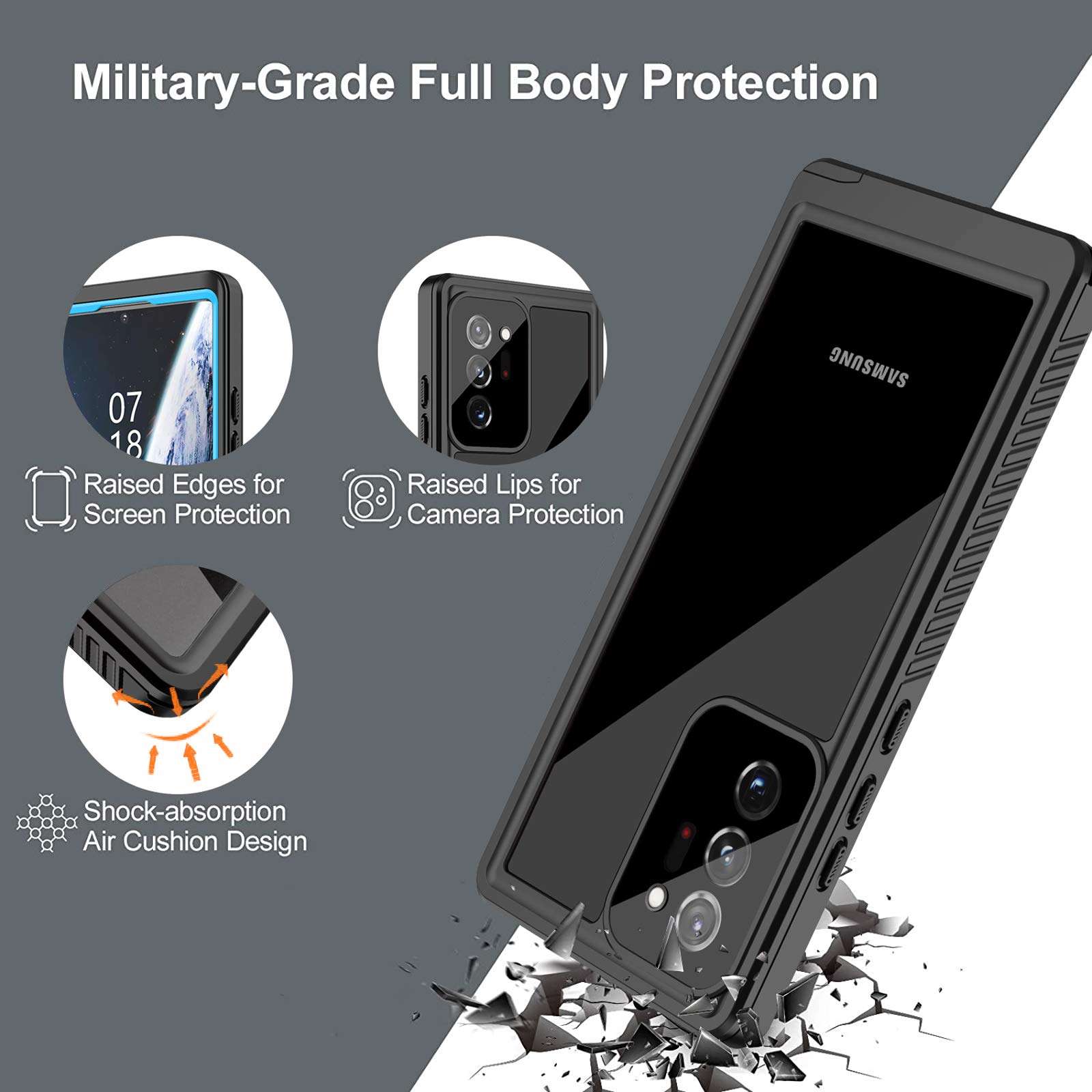 Nineasy for Samsung Galaxy Note 20 Ultra Case, Note 20 Ultra Waterproof Case,360° Full Body Protection with Built in Screen Protector Underwater Cover IP68 Shockproof Case for Note 20 Ultra 5G 6.9" 5