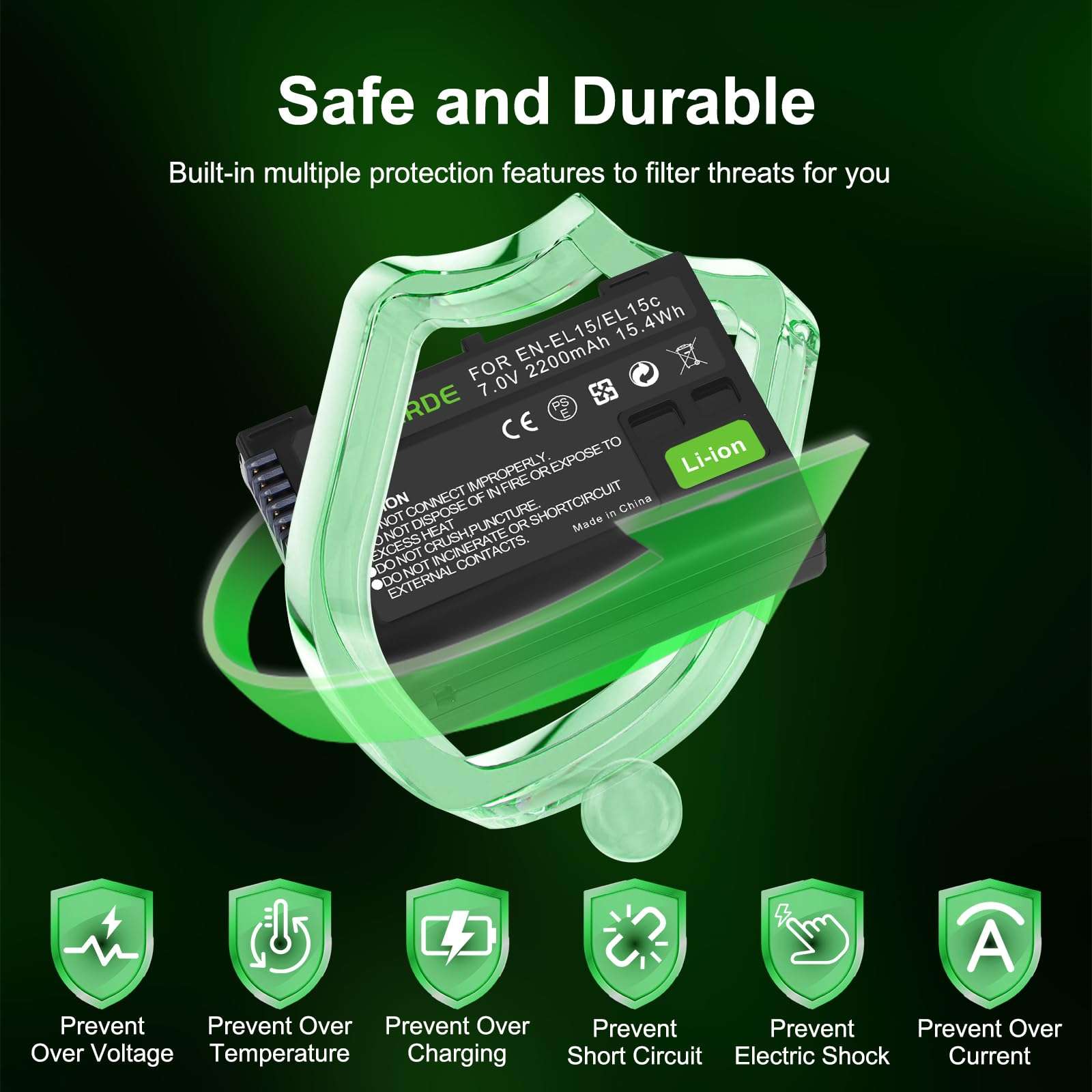 2-Pack EN-EL15 EN-EL15a Battery with Dual USB Charger Compatible with Nikon Z6 Z7 D750 D850 D7000 D7100 D7200 D7500 D500 D600 D610 D780 D800 D800e D810 D810a Cameras 4