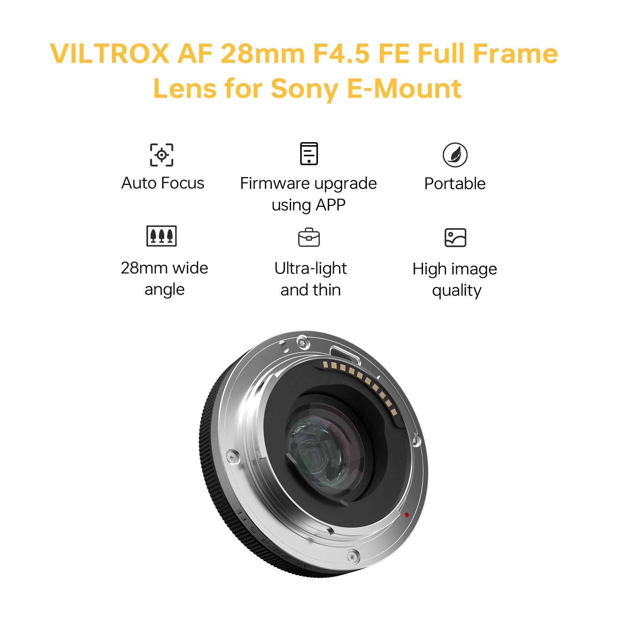 VILTROX AF 28mm F4.5 FE Lens for Sony E-Mount,AF 28/4.5 Full Frame Lens for Sony E Autofocus, Ultra-Compact Wide-Angle Lens with Aspherical and ED Elements, Ideal for Street Photography 3