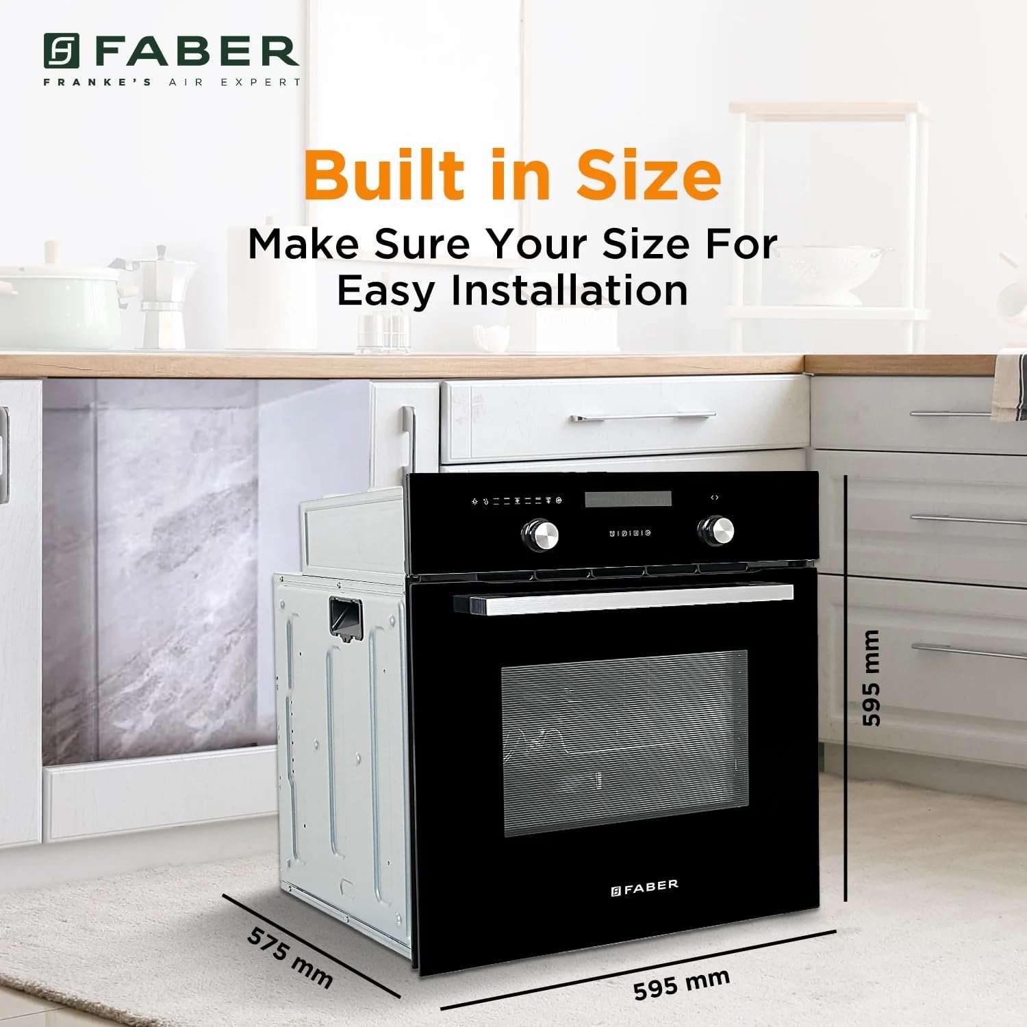 Faber 82L Built-In Microwave Oven with 10 functions | Auto Cook Menus & Auto Power Off Protection | Grill, Convection, Defrost & Combination Cooking | 1 Yr Warranty | FBIO 82L 10F BK with ART 6