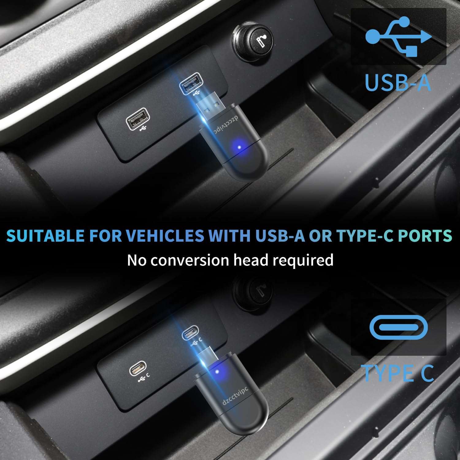 Upgrade-Wireless-Bluetooth-Adapter 2 in 1 for-Apple CarPlay & Android Auto, Plug and Play Low Latency Mini-Convert Wired to Wireless Dongle for Cars with USB Type-A or Type-C Interfaces (Solid Black) 4