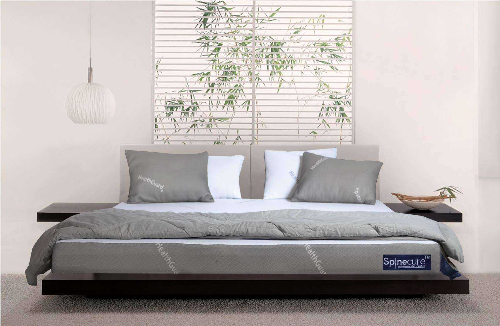 Spinecure Spine-Opedic Health Guard with Certified Anti-Bacterial Jacquard Orthopedic Mattress (72 x 30 x 5 Inches, Single Size) and Waterproof Mattress Protector, White