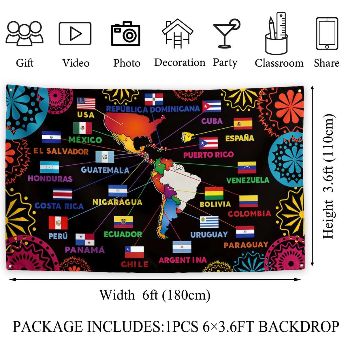 Hispanic Heritage Month Decorations Latin American Banner Spanish Classroom Decorations National Hispanic Heritage Month Decorations for Classroom Home 3