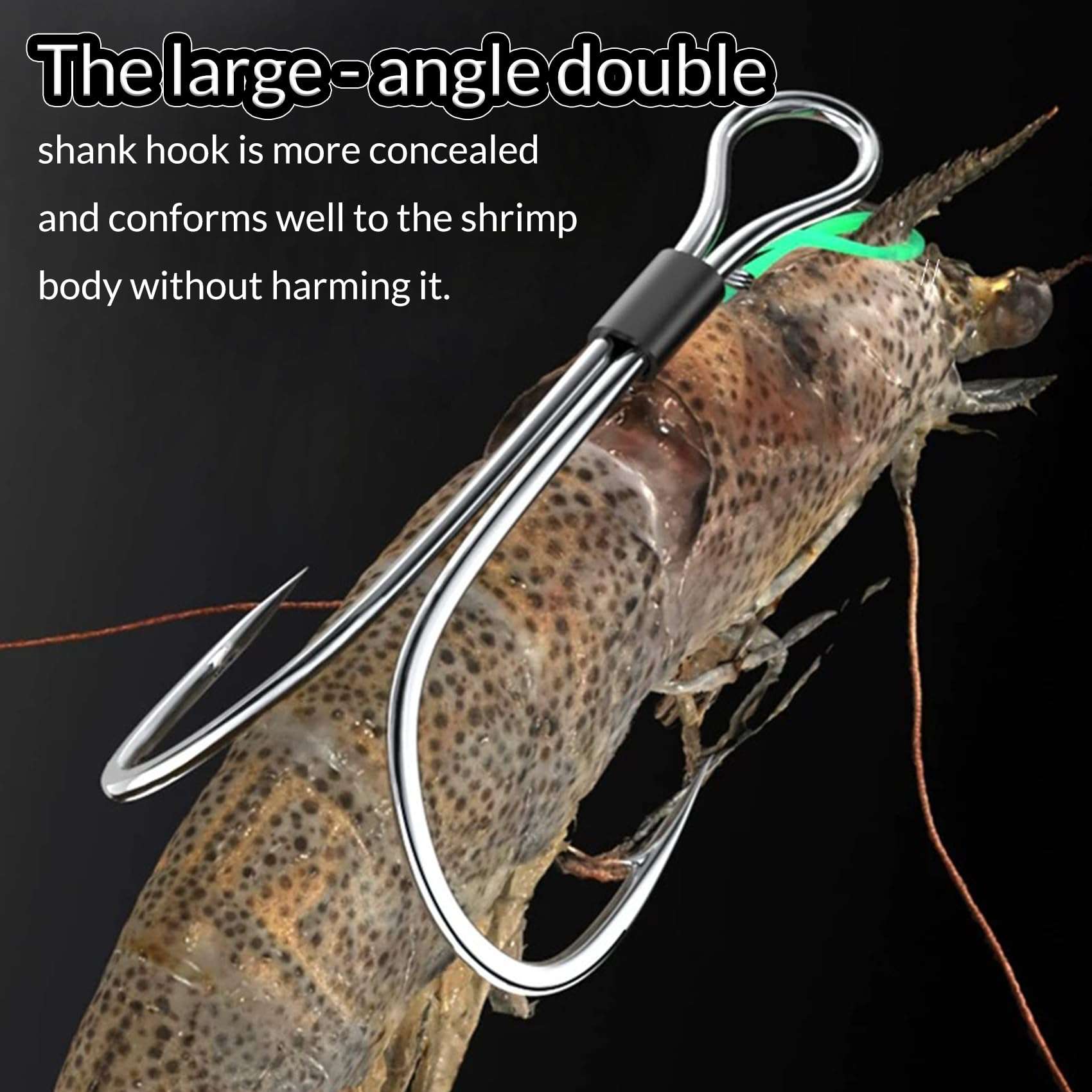 Double Fishing Hooks-Live Shrimp Hook Bait Holder Hooks,Fishing Lures Saltwater Freshwater Fishing Gear Fishing Lure (6, #2) 3