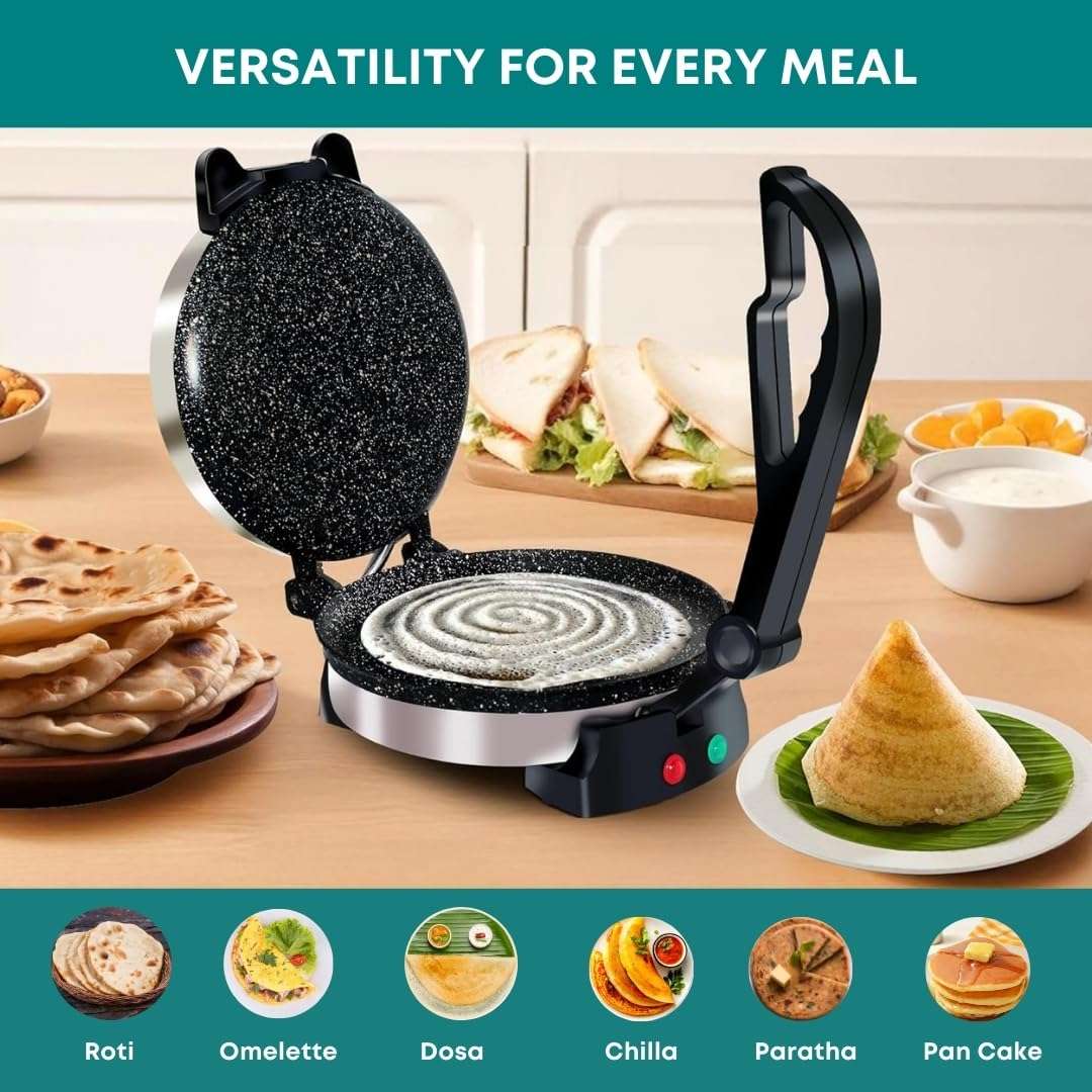 Libra Multipurpose Roti Maker electric automatic | chapati maker electric automatic | roti maker machine with 950 Watts for making Roti/Chapati/Parathas - Stainless Steel 4