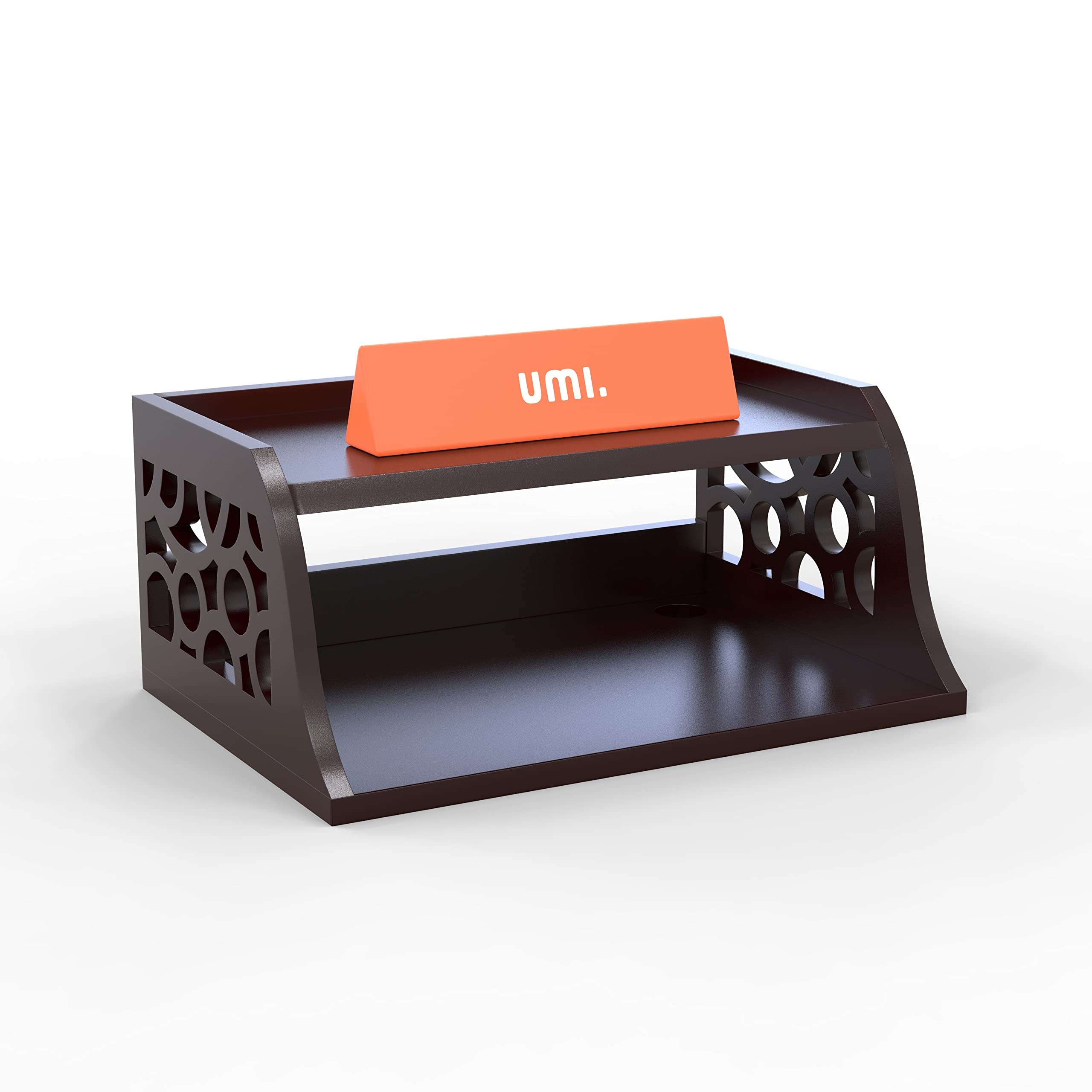 Amazon Brand - Umi Wooden Set Top Box Wall Shelf for Setup Box WiFi Router | AC Remote Stand Wall Mounted Shelves (Brown) 4