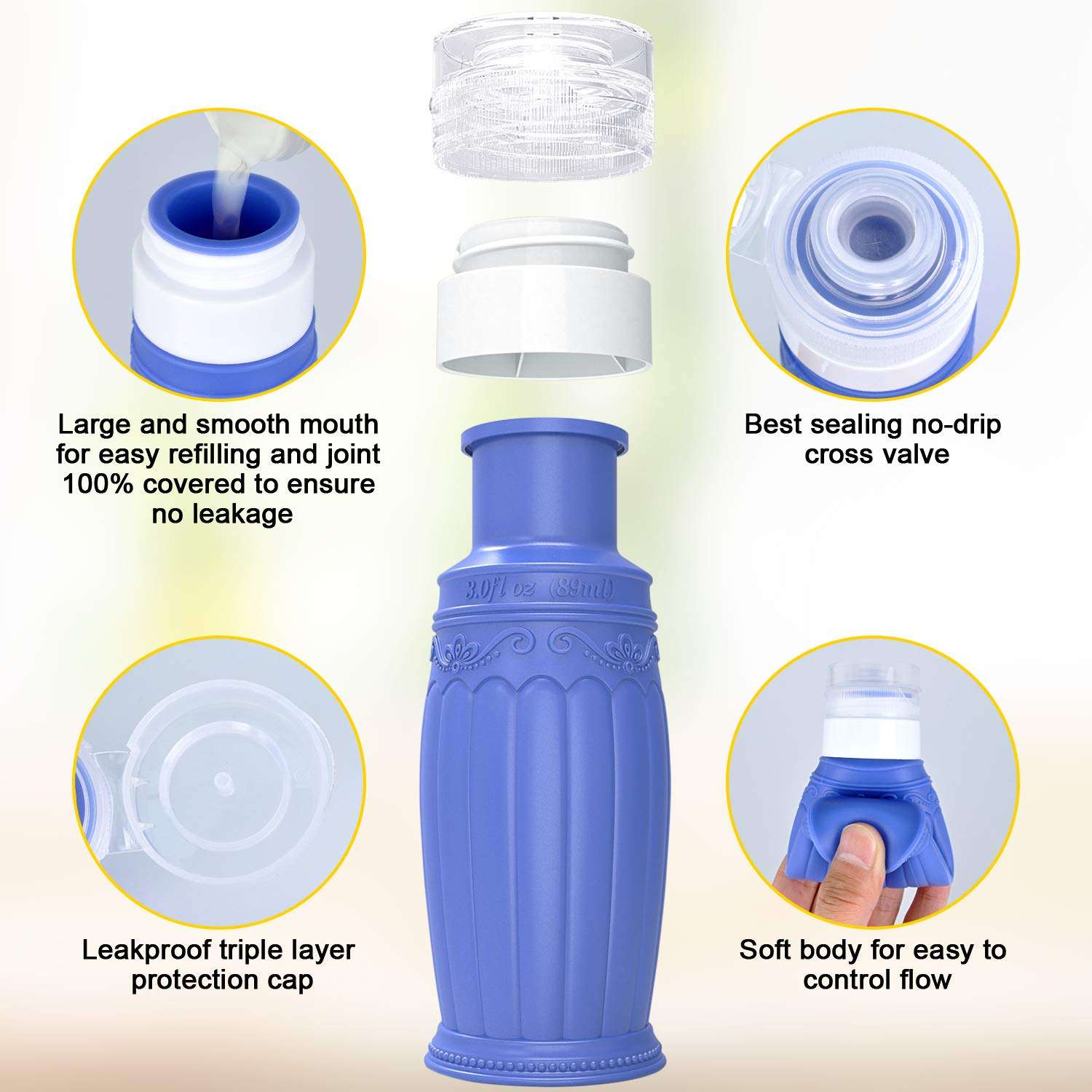 Travel Bottles Toiletry Containers Set: 10PCS TSA Approved Traveling Size Bottle and Shampoo Container Kit, 4PCS 3 OZ Squeeze Silicone Bottle for Toiletries 4PCS Scream Jar 2PCS Spray Bottle Men Wome 5