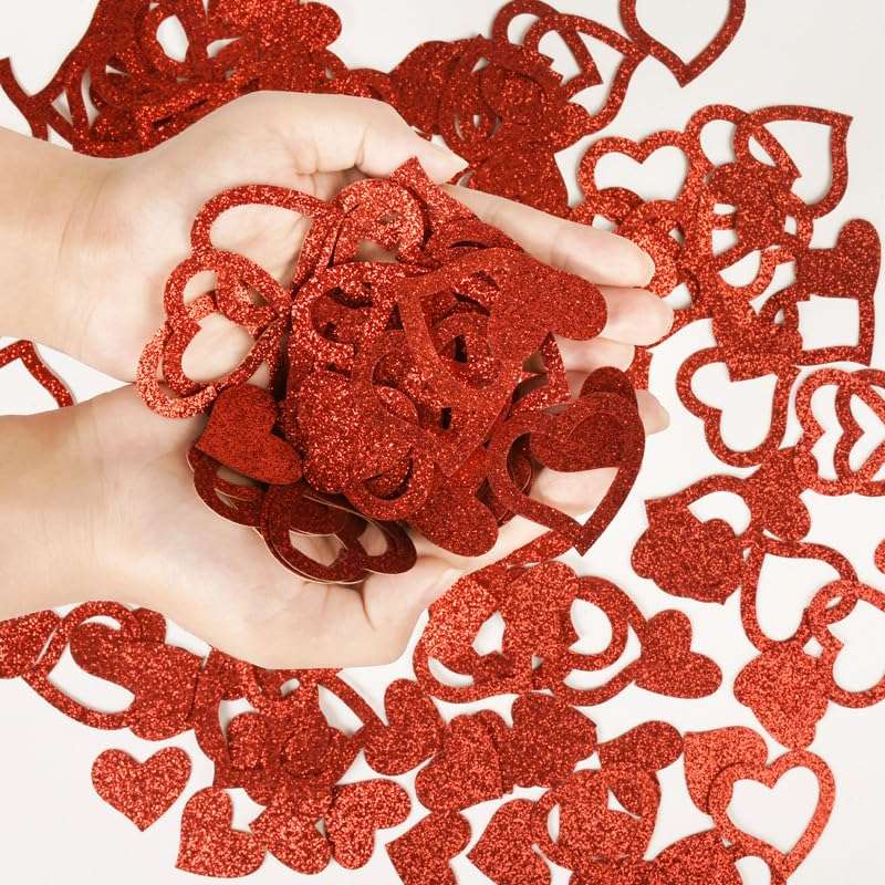 100Pcs Red Heart Paper Confetti Glitter Wedding Birthday Baby Shower Party Favors Love Theme Table Scatter Decorations Supplies 6