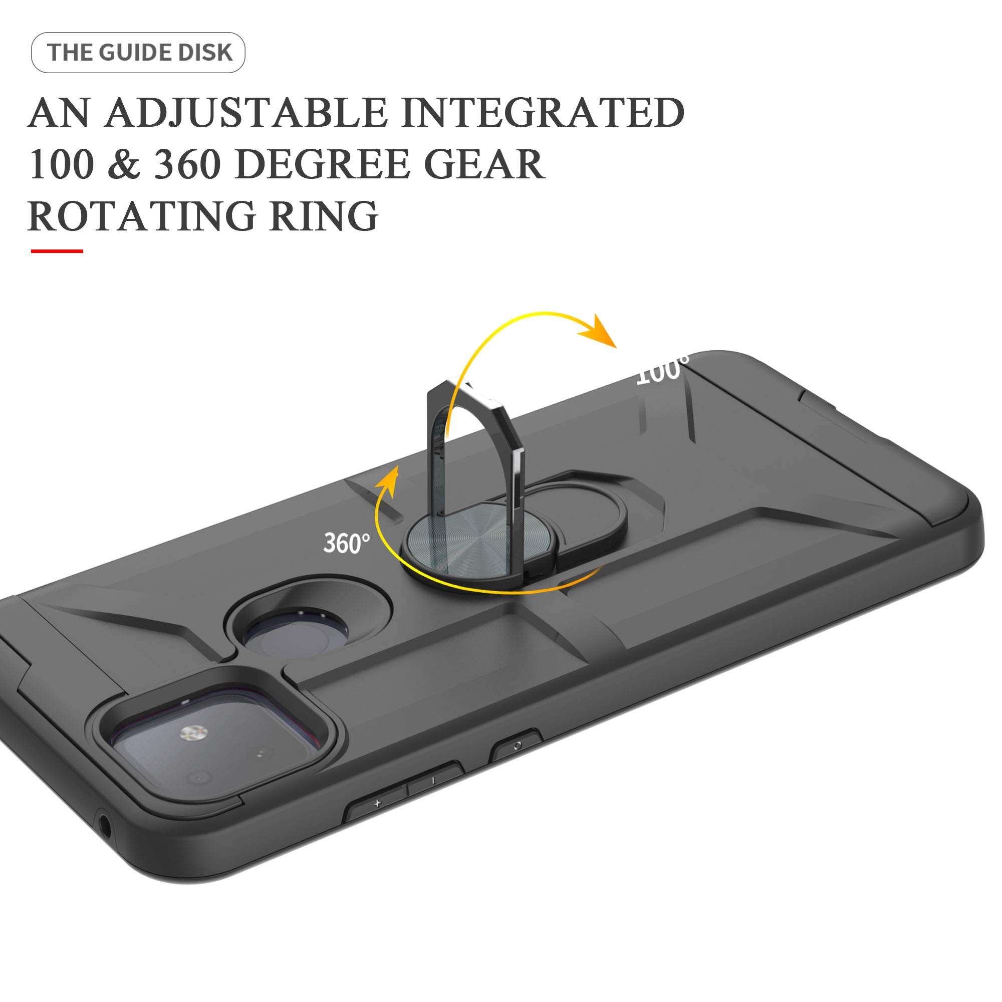YmhxcY T-Mobile Revvl 4 Plus Case TCL Revvl 4 Plus Case with HD Screen Protector 360 Degree Rotating Ring Kickstand Holder Dual Layers of Shockproof Phone Case TCL Revvl 4 Plus (6.5")-ZS Black 5