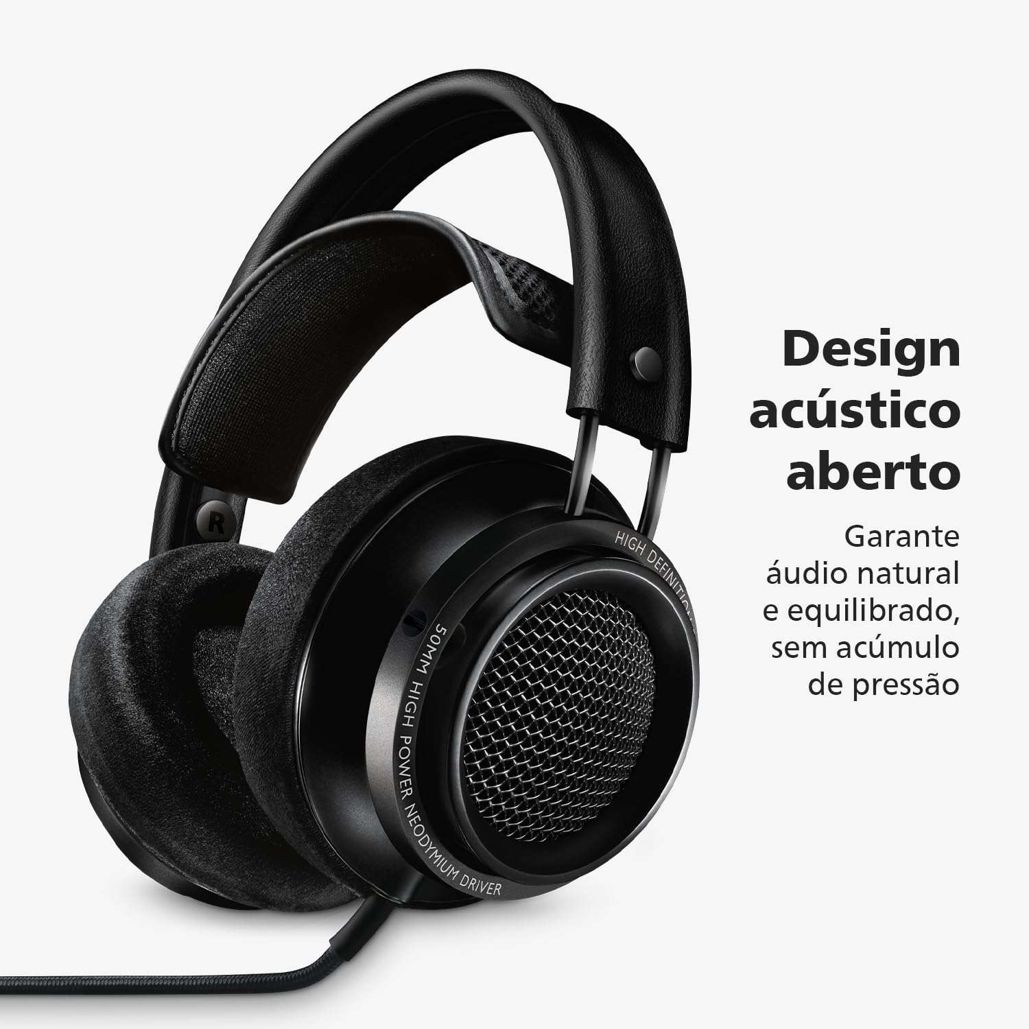 Philips Fidelio X2HR Over The Ear Open Back Wired Headphone 50mm Drivers- Black Professional Studio Monitor Headphones with Detachable Cable 3