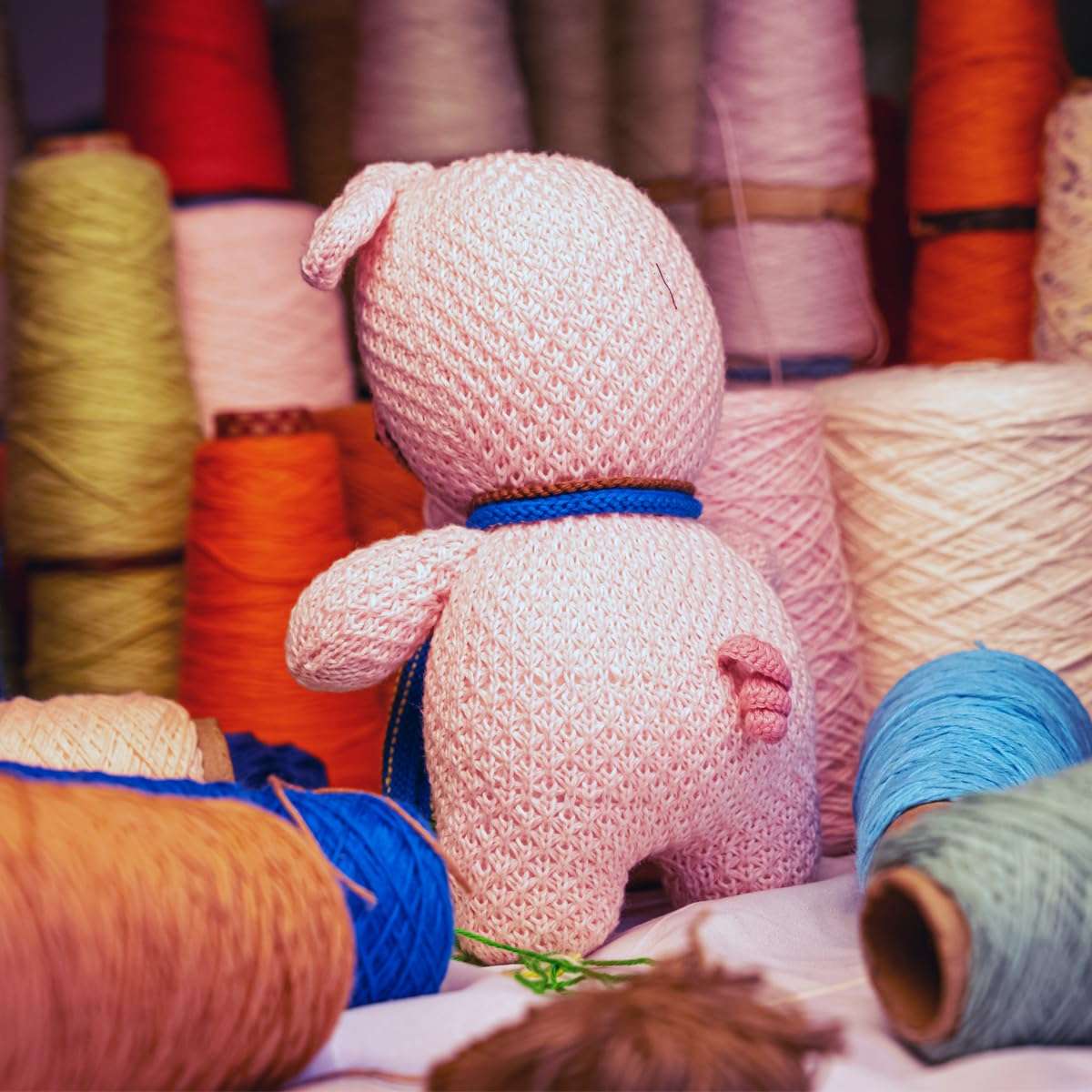 VAP MARRRIANO The Entrepreneur Piggy, Doll 100% Cotton Hand Knit Made in Peru, 10 INCHES Color Pink 6