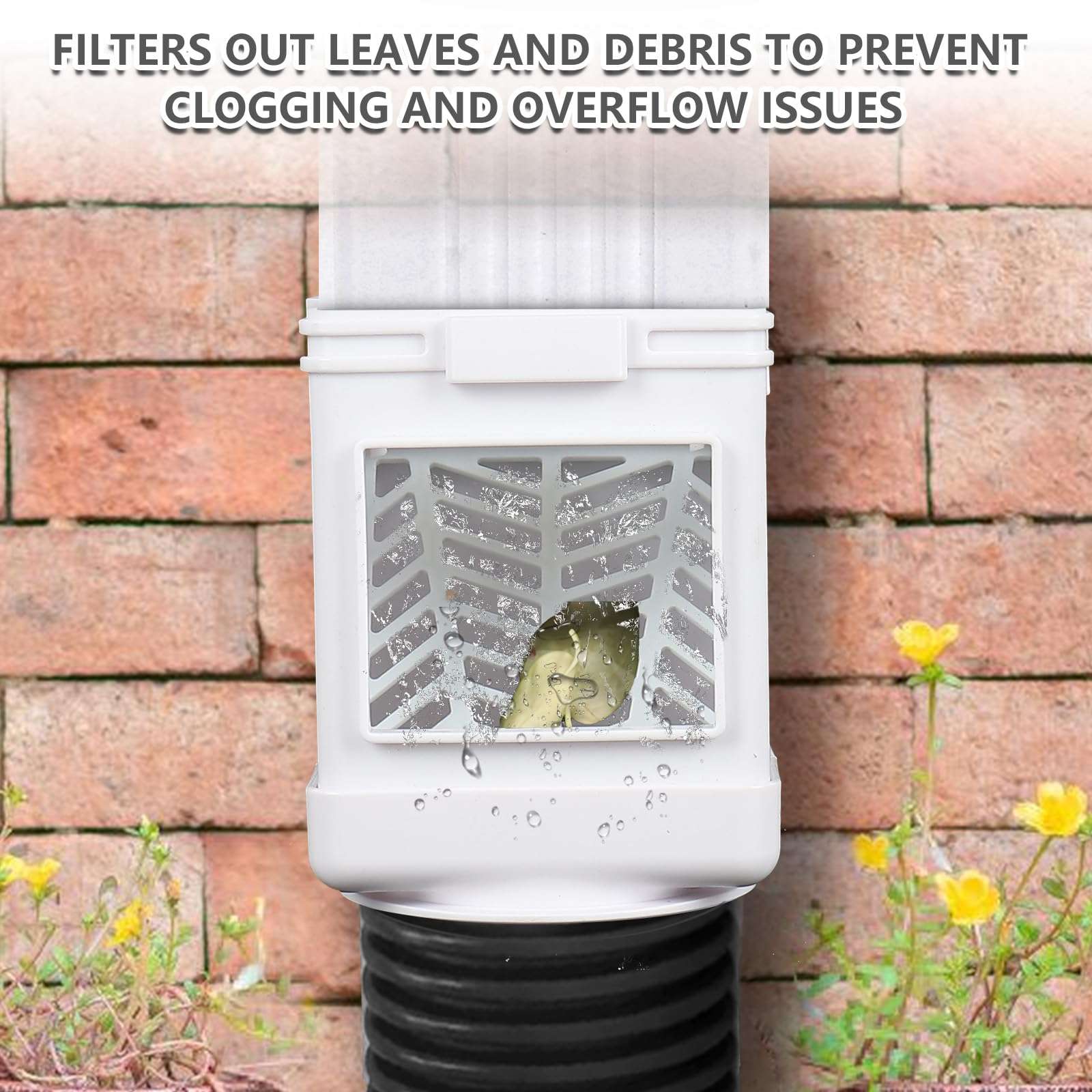 Downspout Leaf Filter,Leaf Removers,Downspout Filters, Downspout Screen Filters, Fits 2X3 and 3X4 drainpipe, (2-pack white) 6