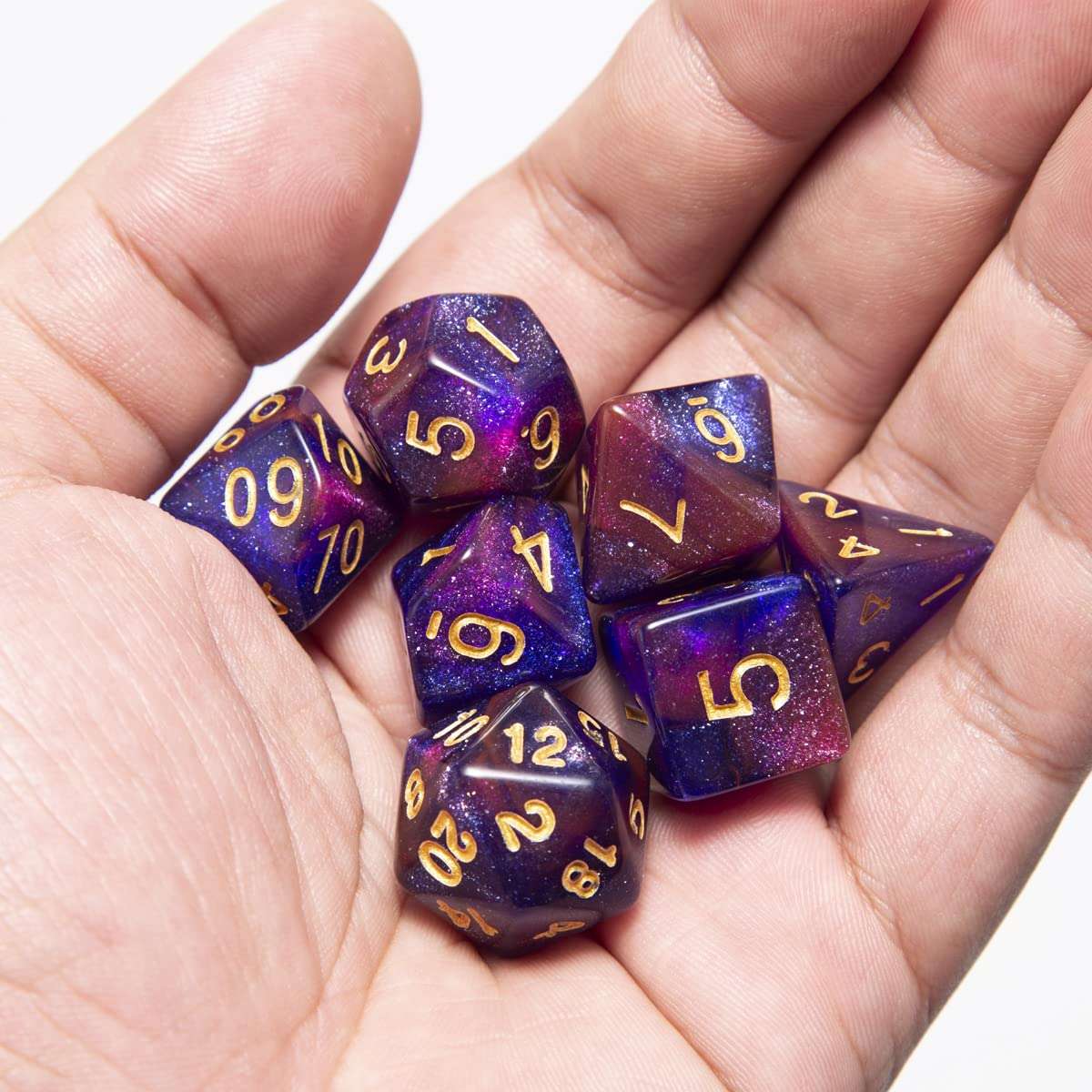 FLASHOWL Galaxy Dice Starry Sky Polyhedral Dice Set Table Games Dice 6 Sets Dice 6 x 7 Die Series D20, D12, D10, D8, D6, D4 DND dice DND RPG MTG Double Colors,6 Colors Stress Relieve(42 Pieces) 5