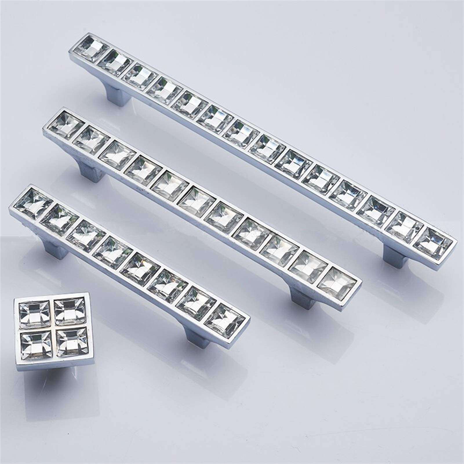 Csbn-Nmek Fashion Crystal Glass Handle Silver Cabinet,Drawer,Bathroom,Hotel,Room Door,Screen Door Handle,Front Door Handle,Barn Door Handles (Color : 32mm) 3