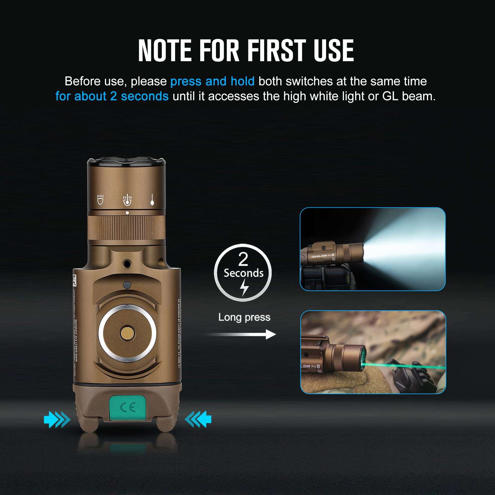 OLIGHT Baldr Pro R 1350 Lumens Magnetic USB Rechargeable Tactical Flashlight & Walker's Razor Slim Folding Electronic Ear Protection 4