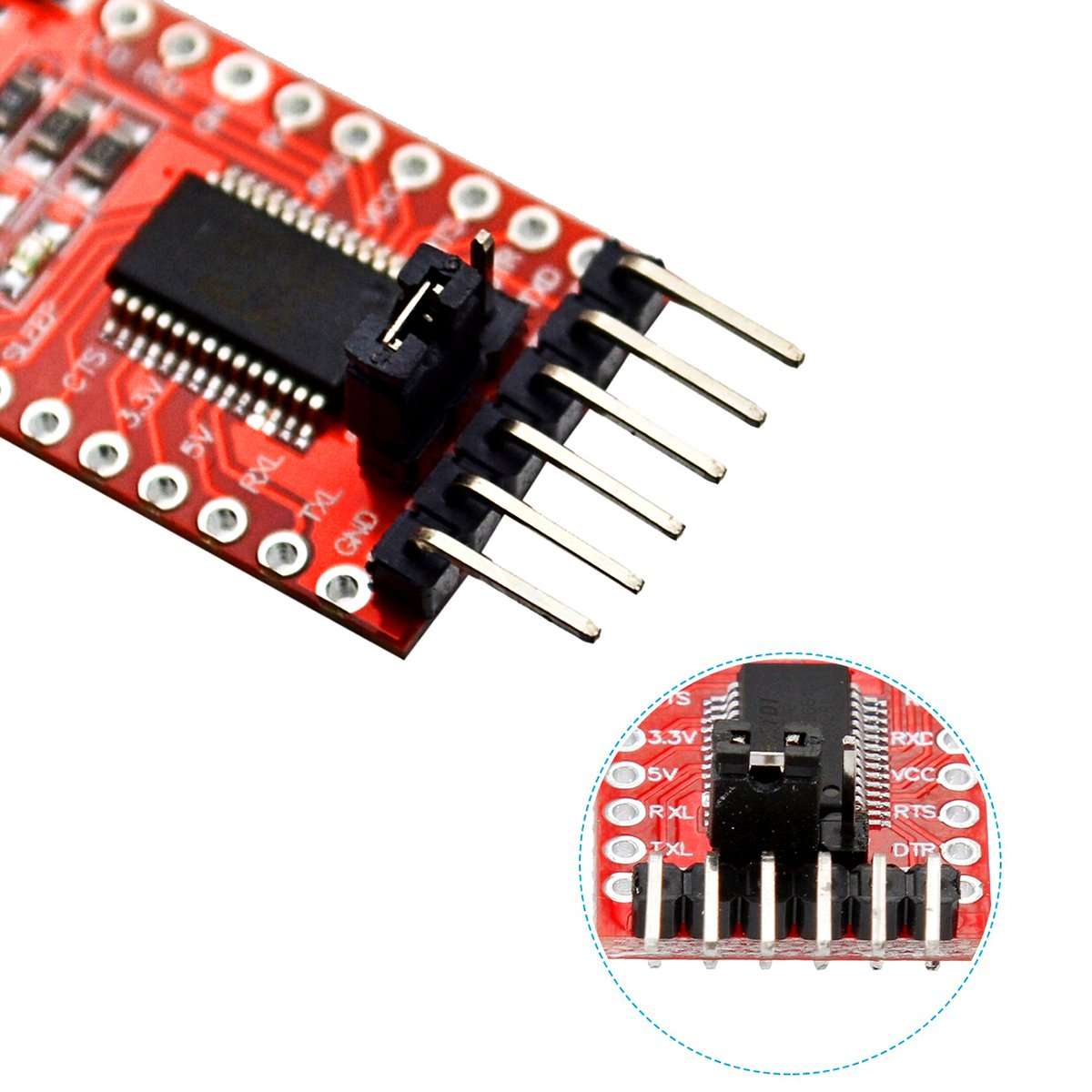 IZOKEE Mini USB to TTL Serial Converter Adapter Module 3.3V 5V FT232RL FTDI for Arduino Pro Mini (2pcs) 5